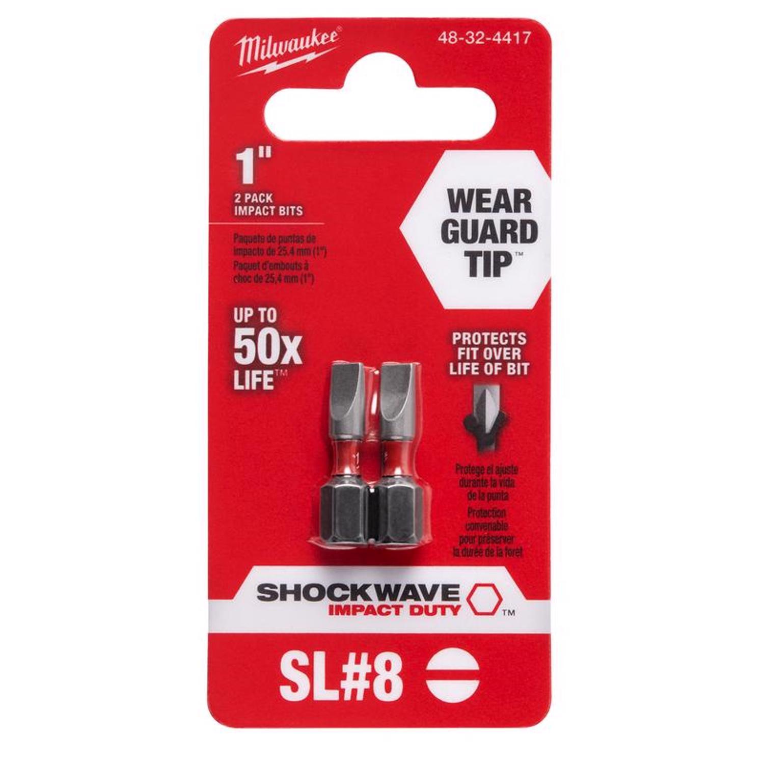 Milwaukee Shockwave Slotted 3/16 in. X 1 in. L Insert Bit Steel 2 pc