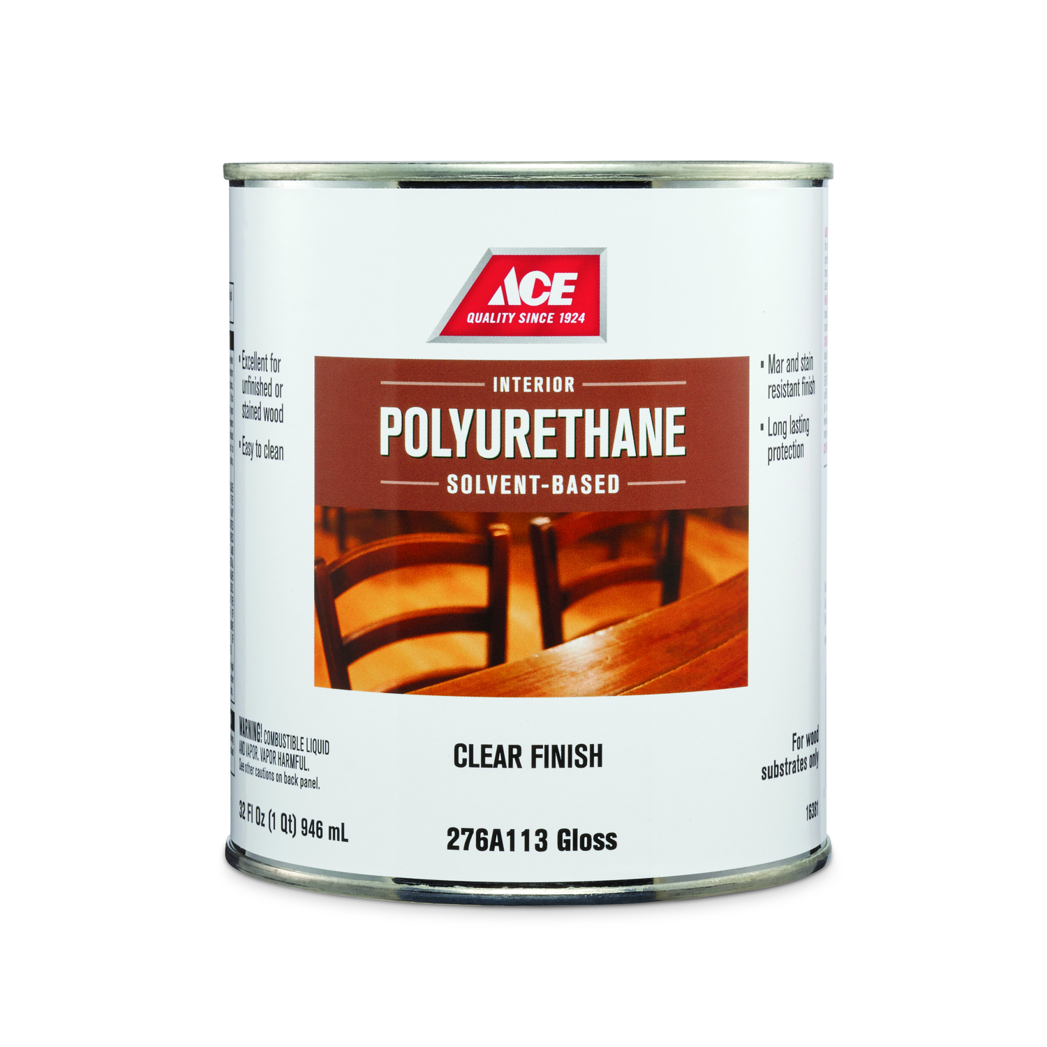 Ace Gloss Clear Solvent-Based Polyurethane 1 qt.
