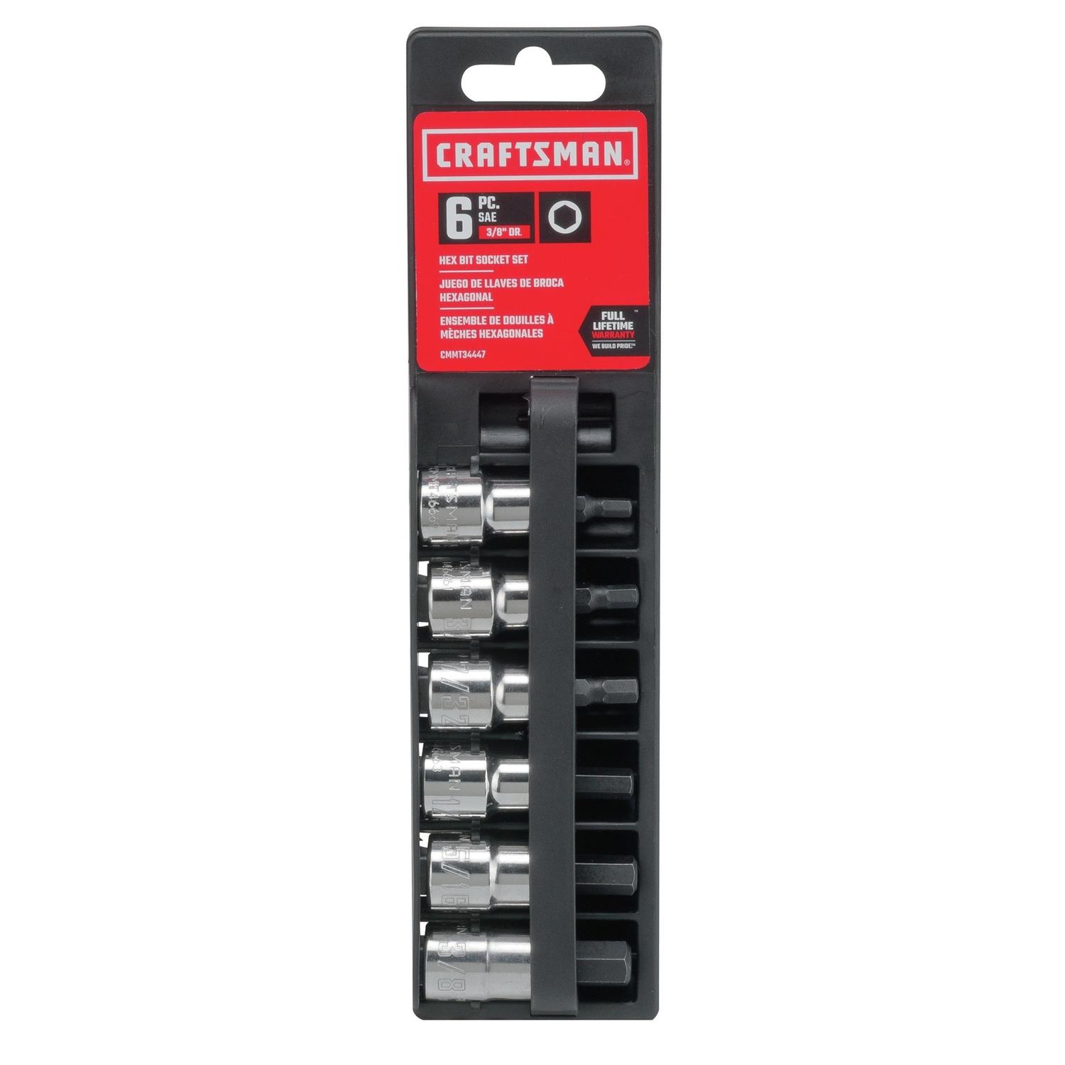 Craftsman 3/8 in. drive SAE 6 Point Hex Bit Socket Set 6 pc