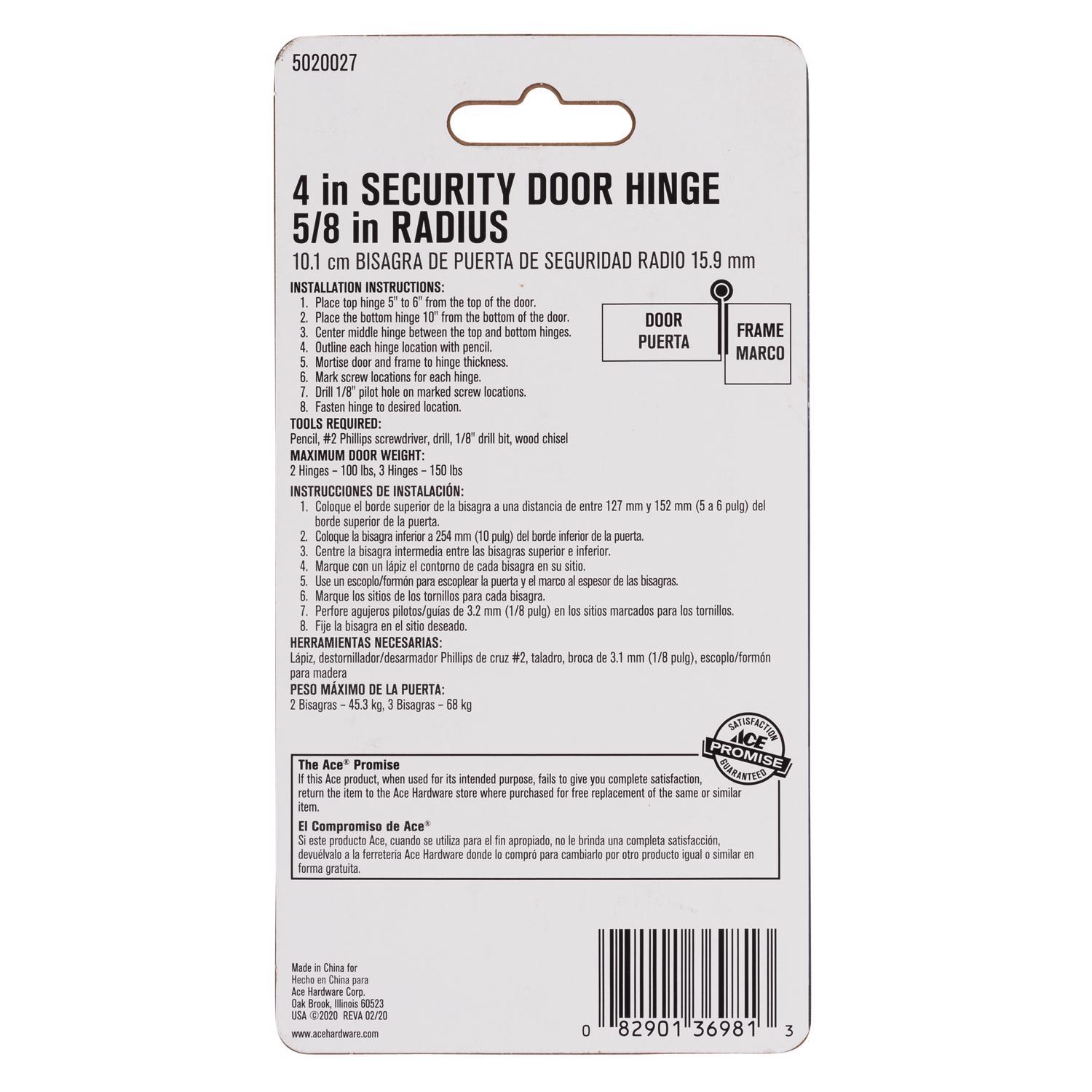 Ace 4 in. L Stainless Steel Residential Door Hinge 1 pk