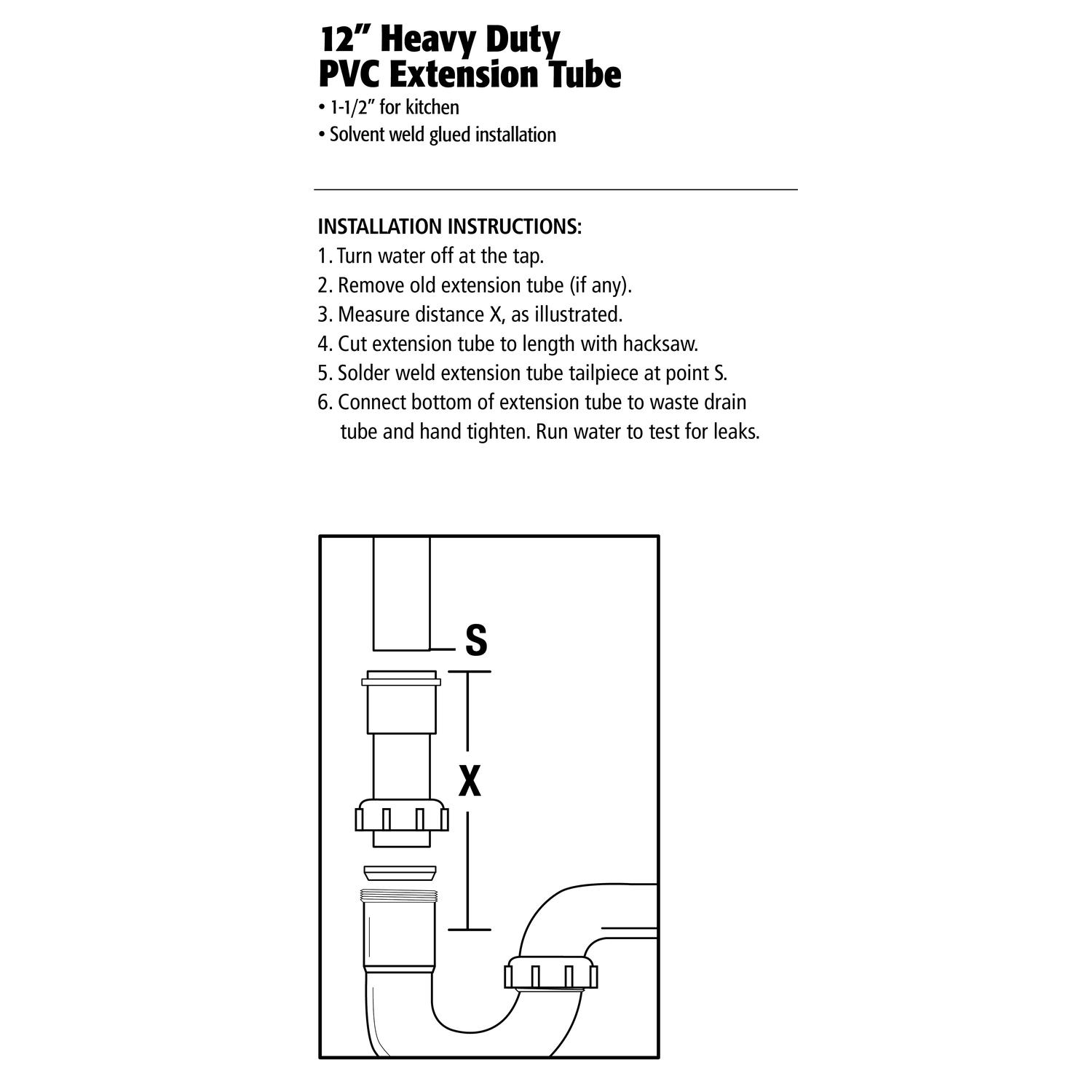 Ace 1-1/2 in. D X 12 in. L Polypropylene Extension Tube