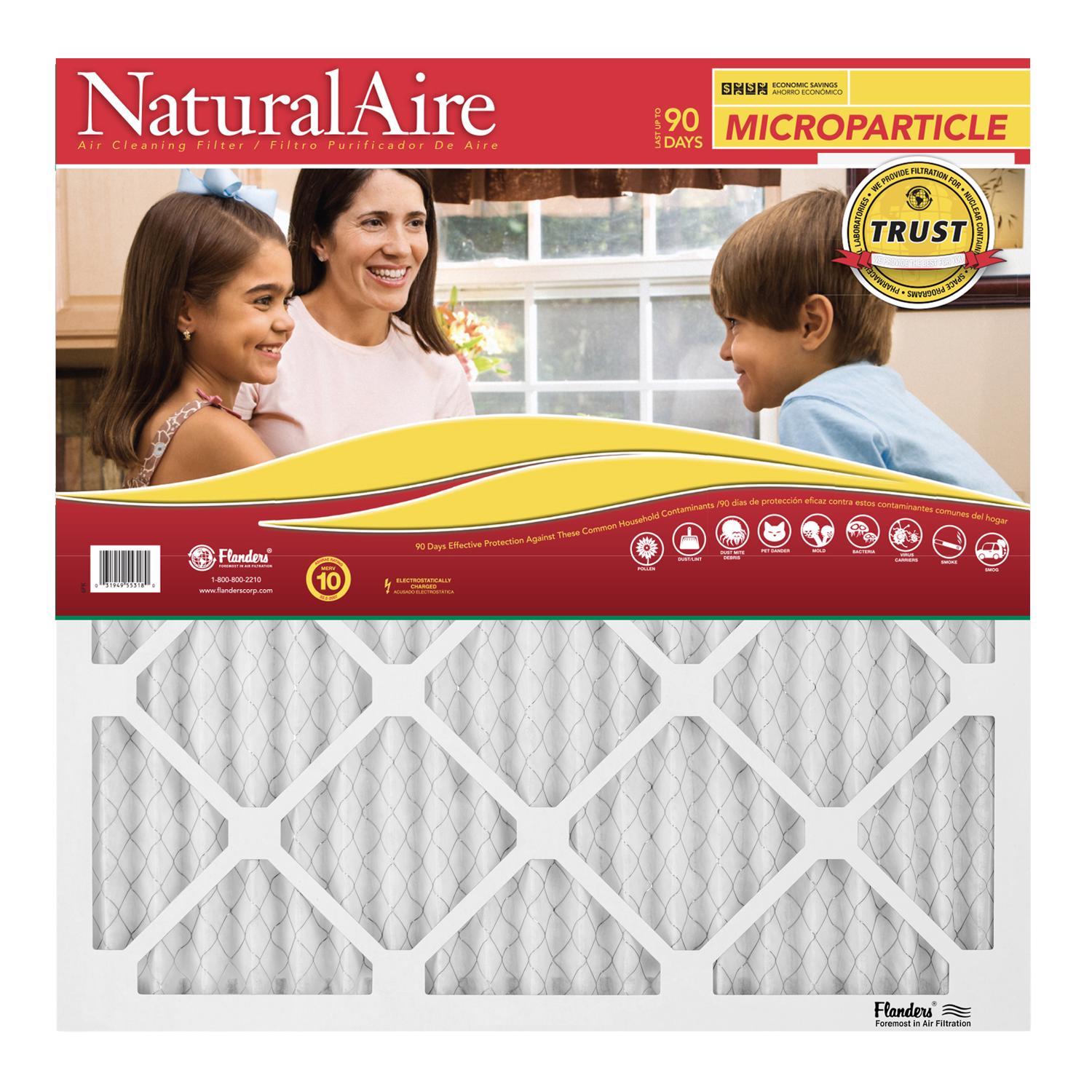AAF Flanders NaturalAire 20 in. W X 20 in. H X 1 in. D Synthetic 10 MERV Pleated Microparticle Air F