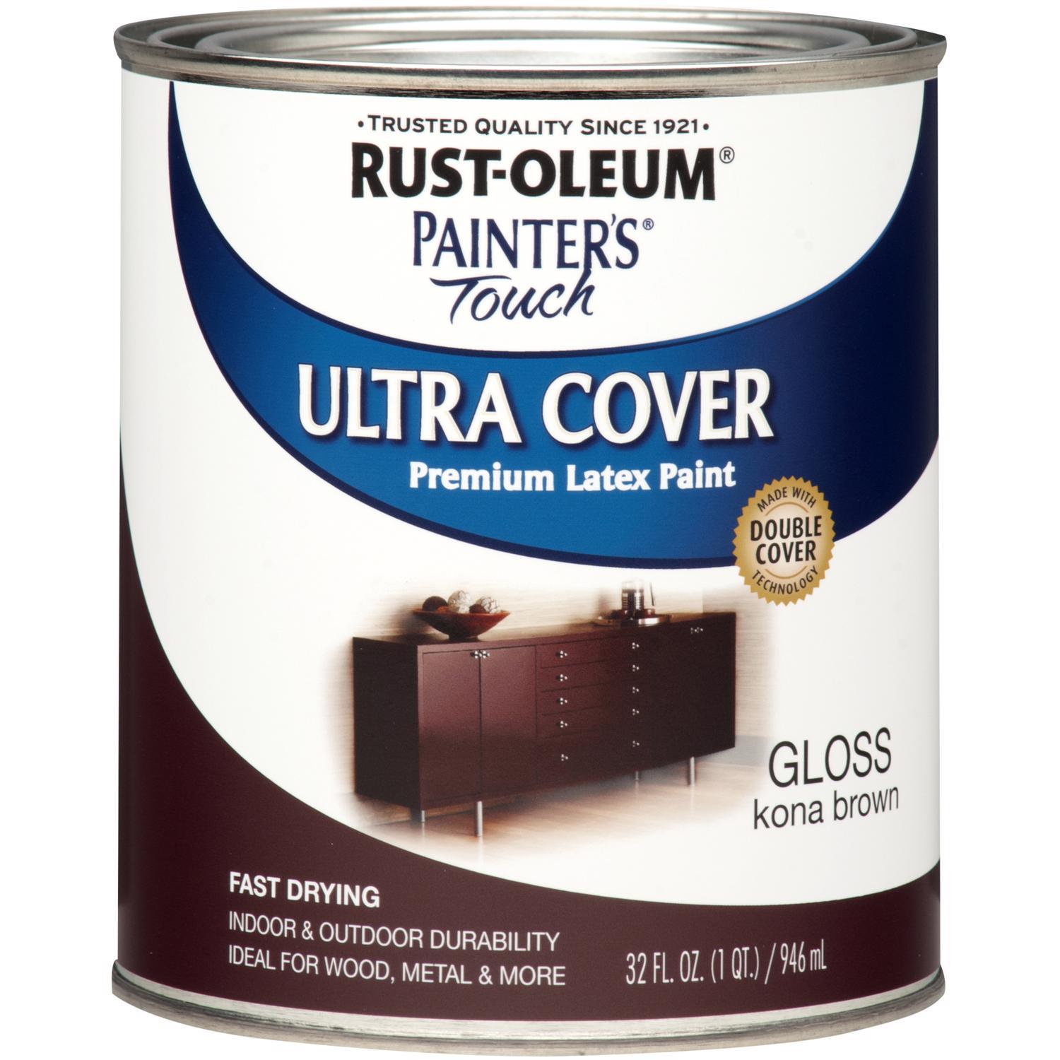 Rust-Oleum Painters Touch Gloss Kona Brown Ultra Cover Paint Exterior and Interior 1 qt