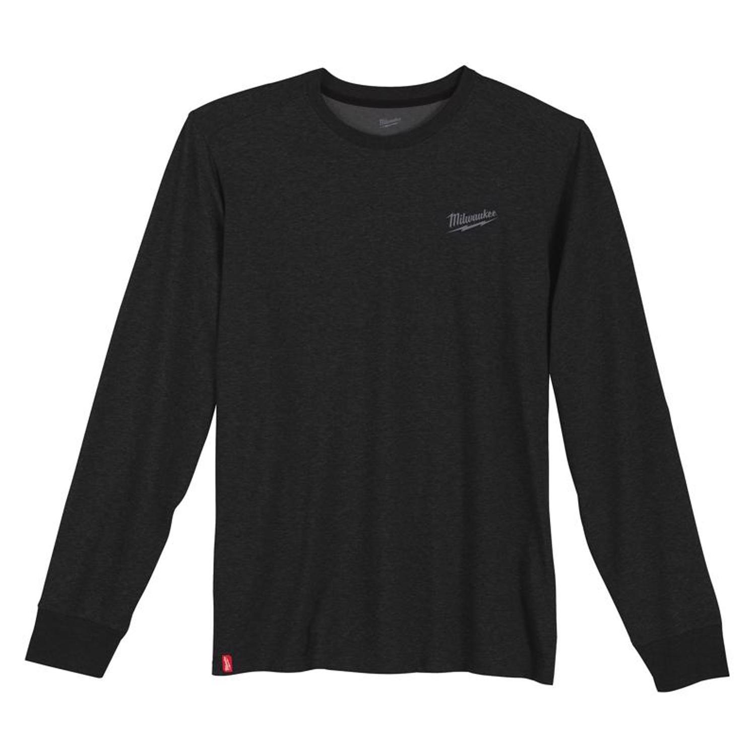 Milwaukee Freeflex XXL Long Sleeve Men's Crew Neck Black Hybrid Work Tee Shirt