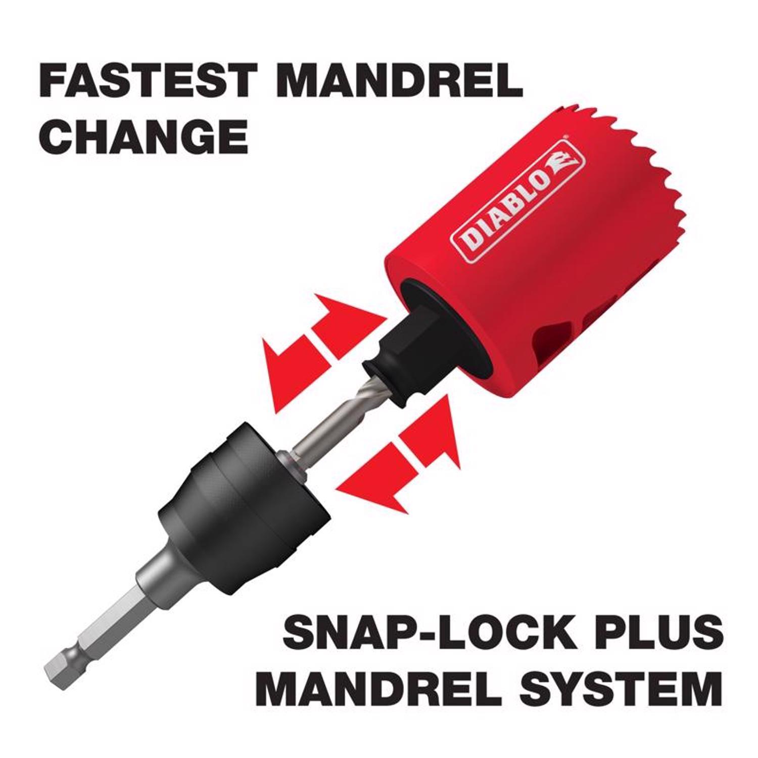 Diablo Snap-Lock Plus 2-1/8 in. Bi-Metal 2-3/8 in. L Hole Saw Arbor Included