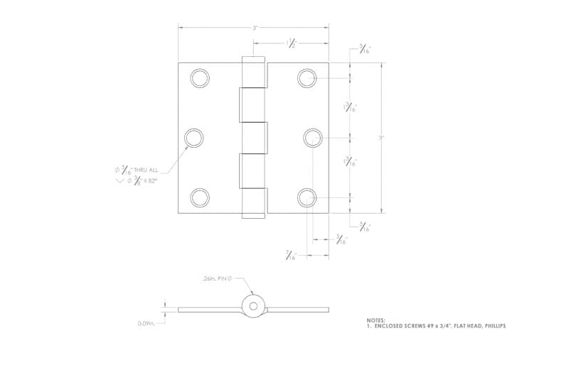 Ace 3 in. L Zinc-Plated Broad Hinge 2 pk