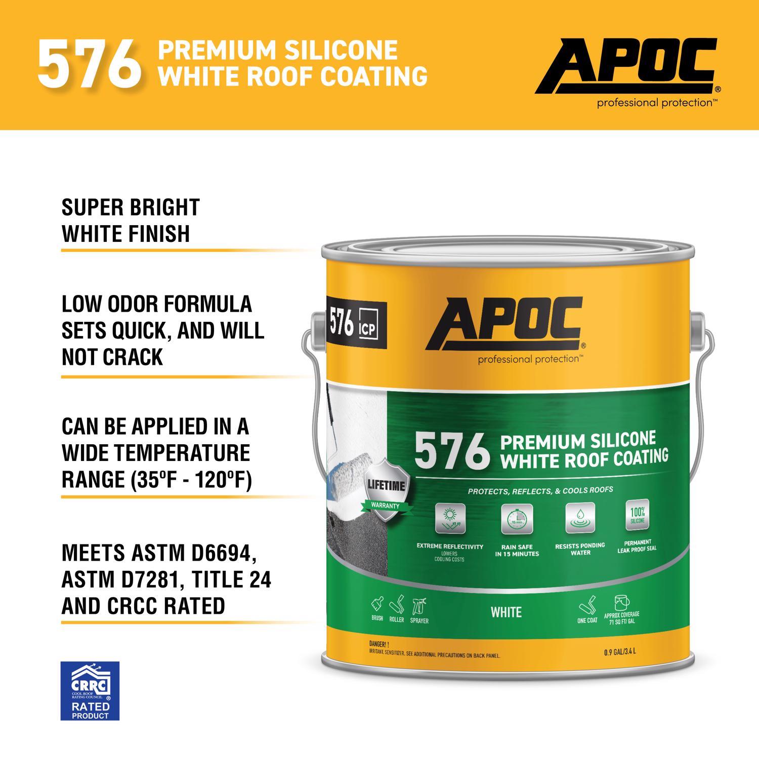 APOC Gloss Bright White Silicone Roof Coating 0.9 gal