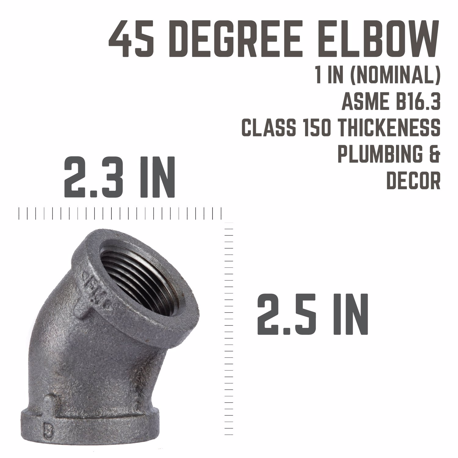 STZ Industries 1 in. FIP each X 1 in. D FIP Black Malleable Iron 45 Degree Elbow