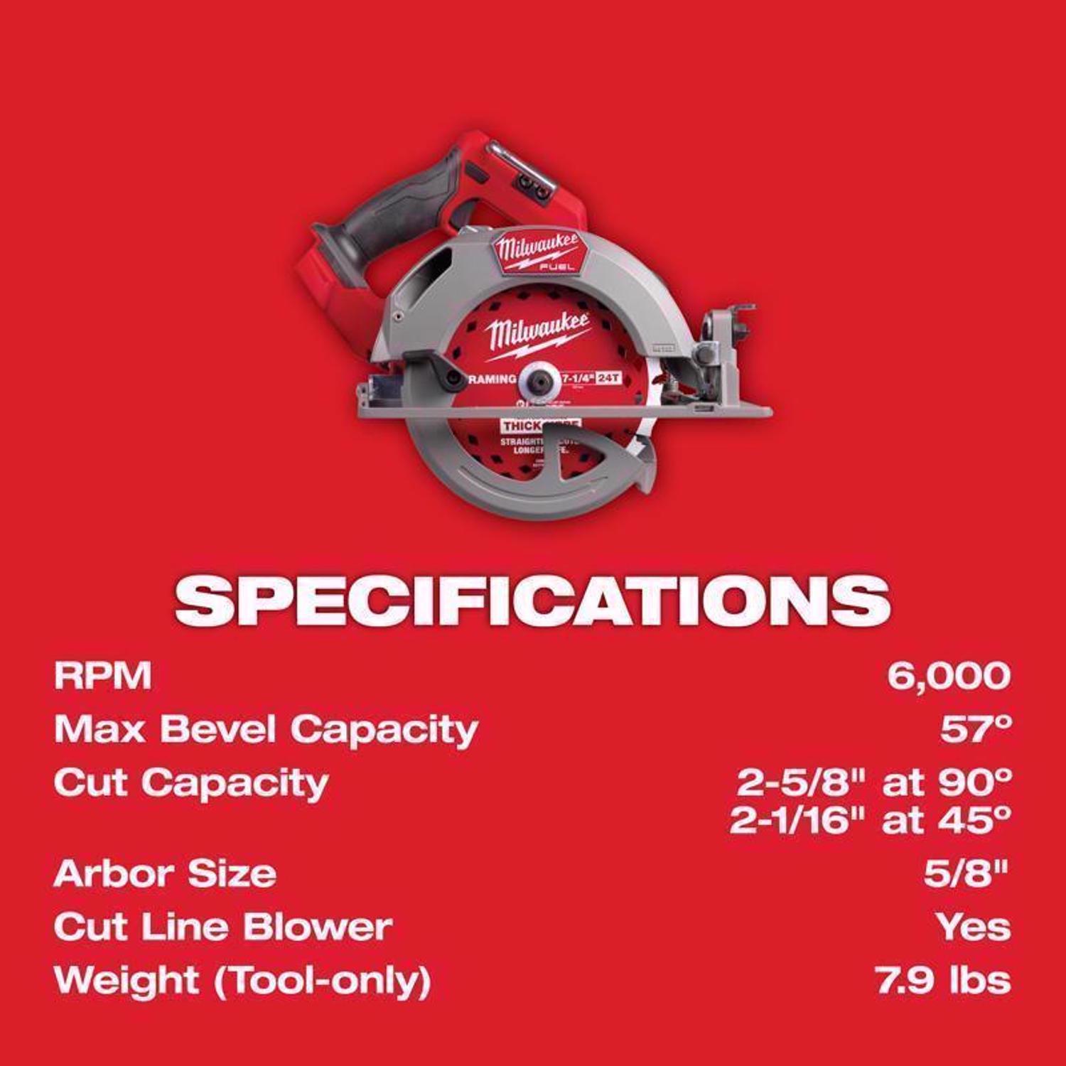 Milwaukee M18 FUEL M18 7-1/4 in. Cordless Brushless Circular Saw Tool Only
