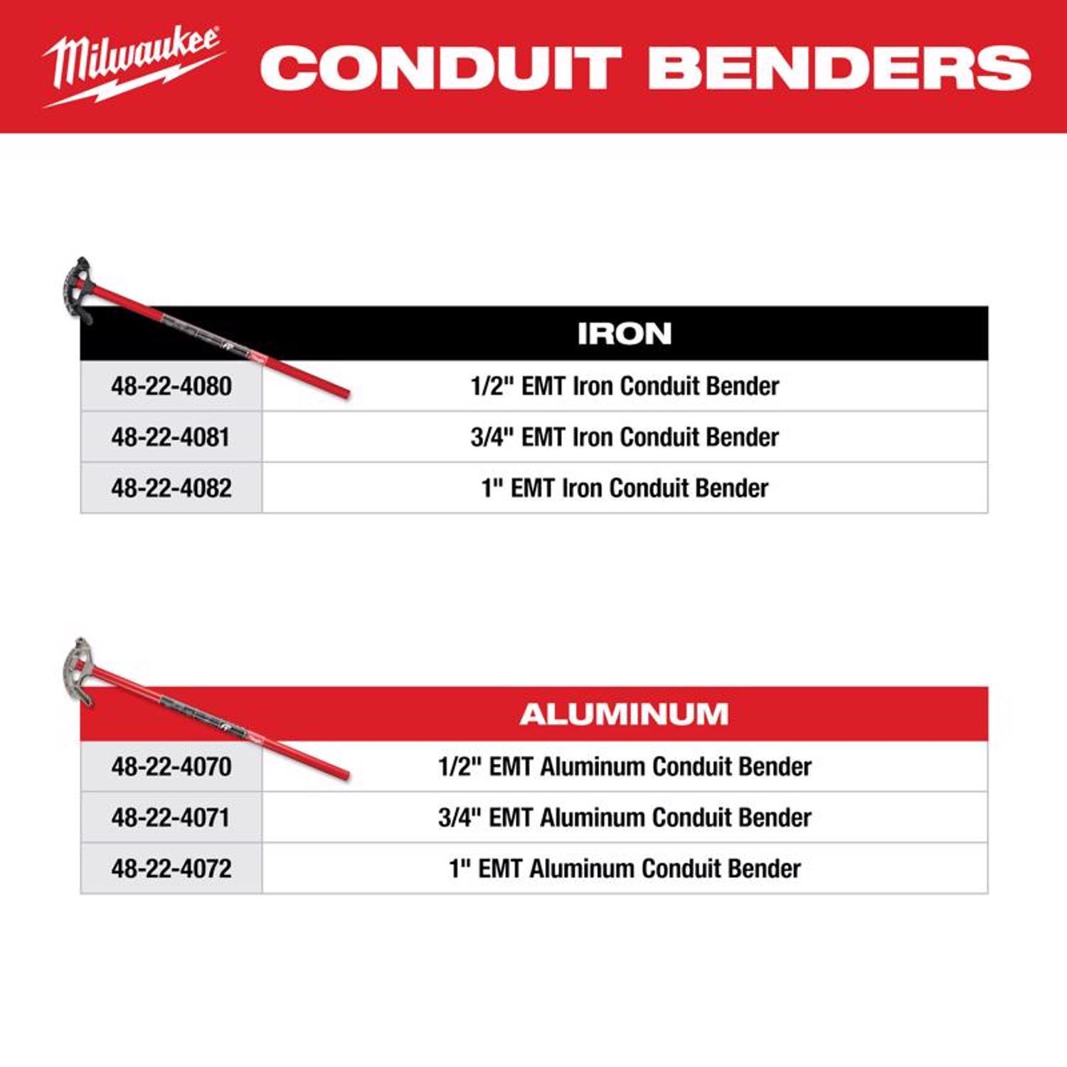 Milwaukee EMT 1/2 in. L Conduit Bender Die-Cast Aluminum/Steel