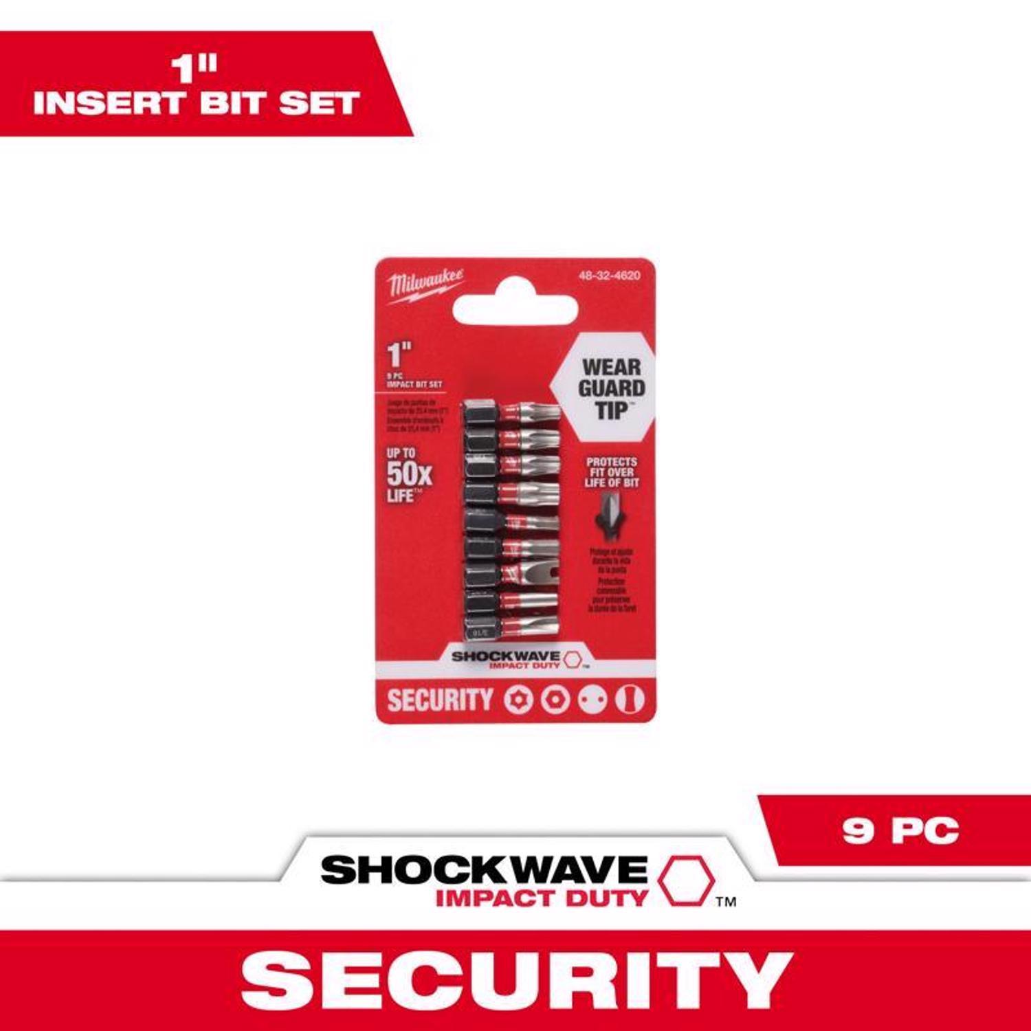 Milwaukee Shockwave Assorted 1 in. L Impact Security Insert Bit Set Steel 9 pc