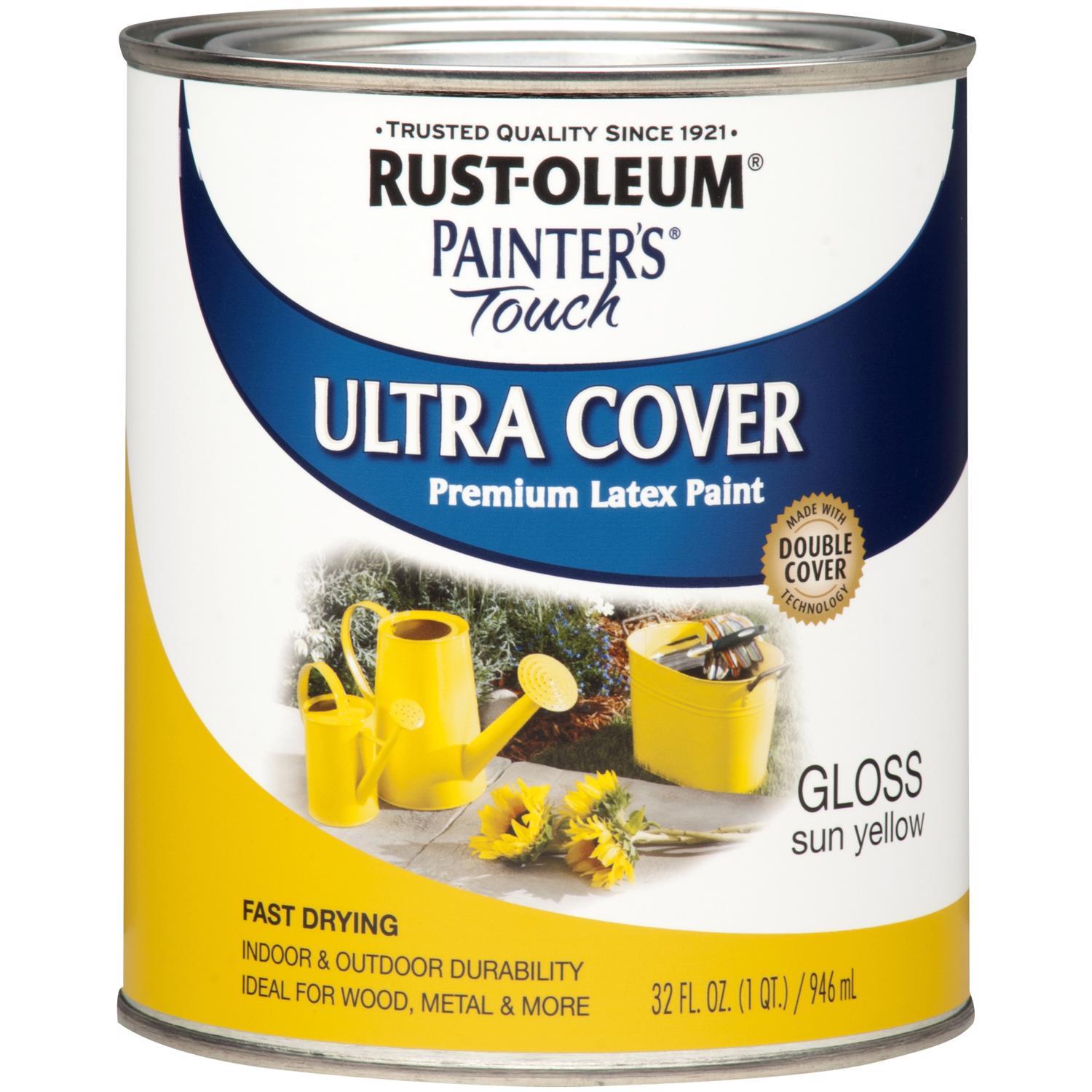 Rust-Oleum Painters Touch 2X Gloss Sun Yellow Ultra Cover Paint Exterior and Interior 1 qt
