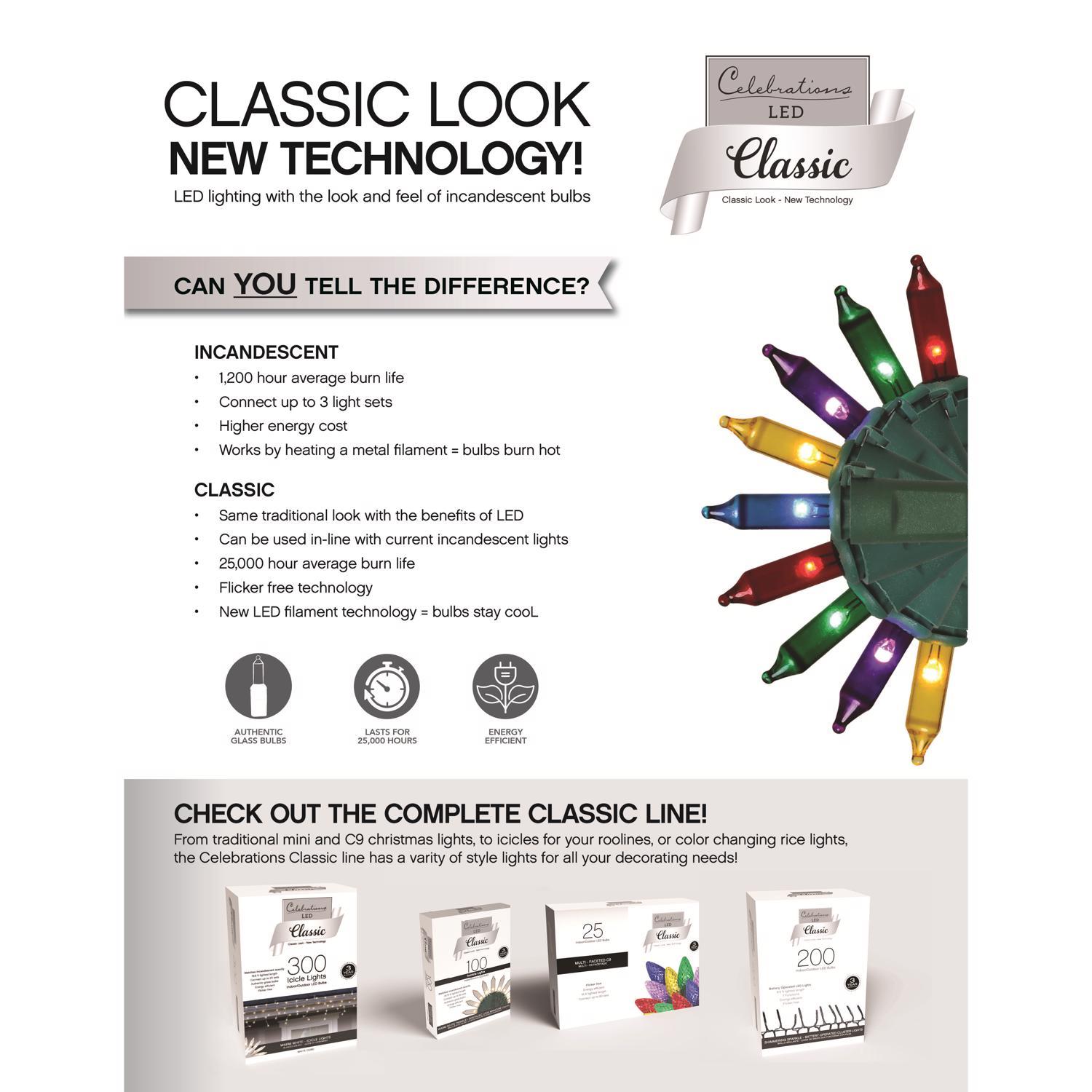 Celebrations Classic LED T5 Green/Red 100 ct String Christmas Lights 24.75 ft.