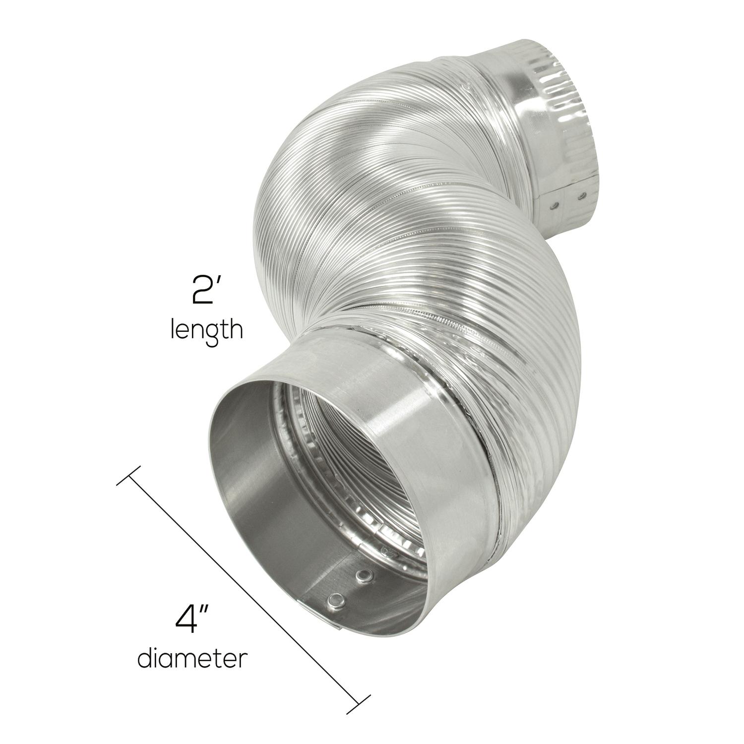 Ace 4.38 in. L X 4.375 in. D Silver/White Aluminum Semi-Rigid Vent Duct