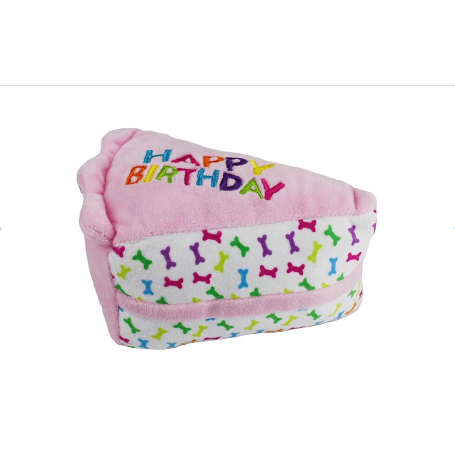 Multipet For Dog Assorted Plush Birthday Cake Slice Dog Toy 1 pk
