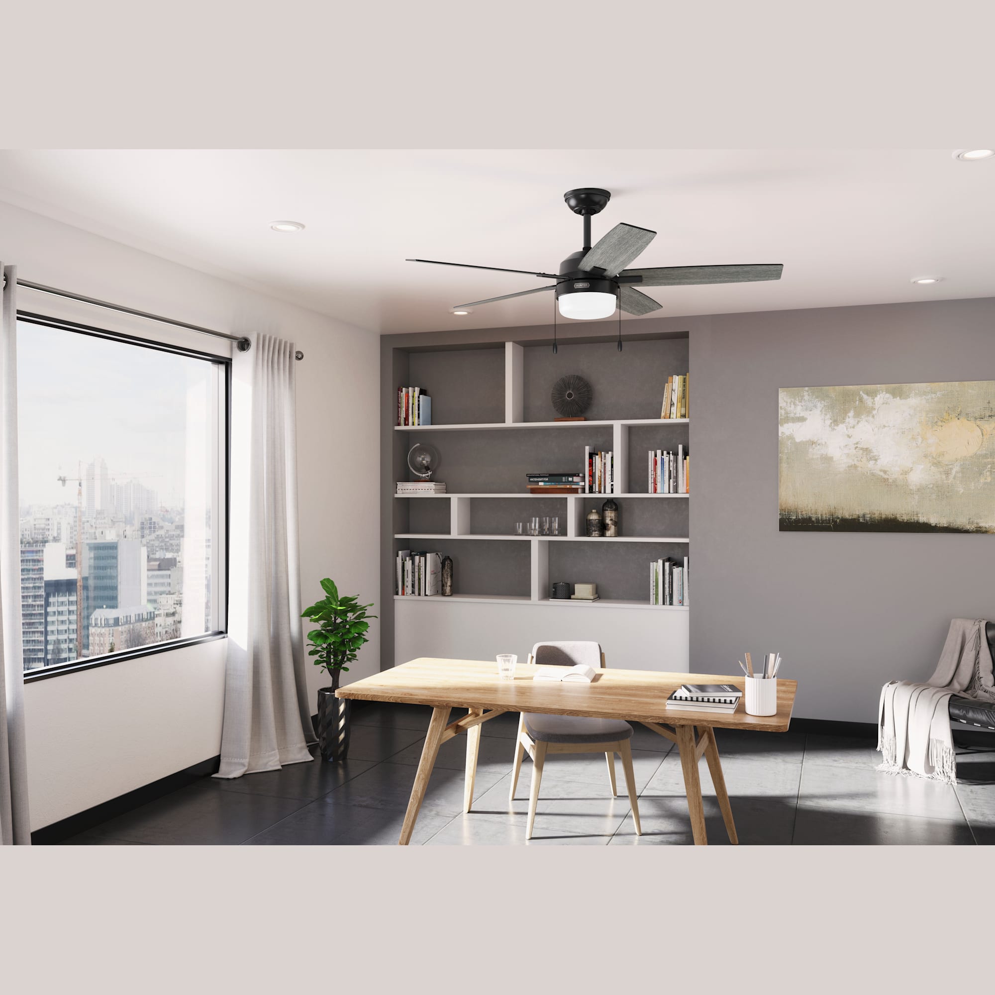 Hunter Fan Anisten 52 inch Matte Black with Matte Black / Dark Gray Oak Blades Ceiling Fan
