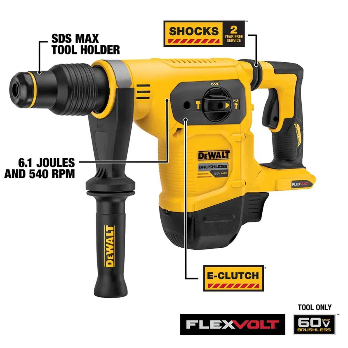 DEWALT 60V MAX XTREME CORDLESS BRUSHLESS 1-9/16 in. SDS MAX ROTARY HAMMER DRILL