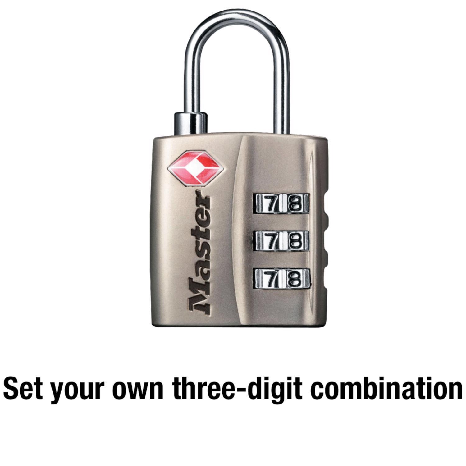 Master Lock 1-5/16 in. H X 3/8 in. W X 1-3/16 in. L Metal 3-Dial Combination Luggage Lock