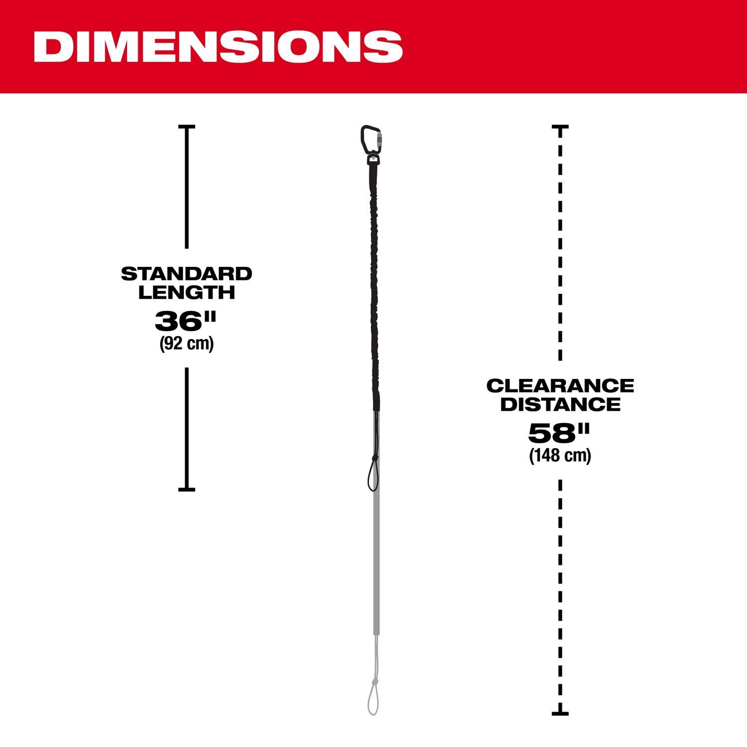 Milwaukee Aluminum/Nylon Black Locking Tool Lanyard 1 pk