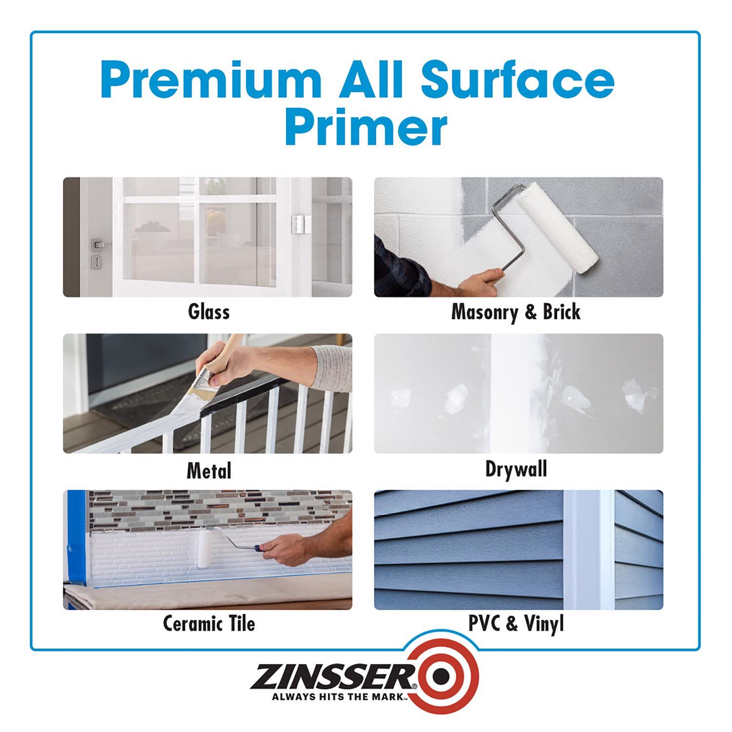 Zinsser Bulls-Eye 1-2-3 White Water-Based Styrenated Acrylic Primer and Sealer 1 qt