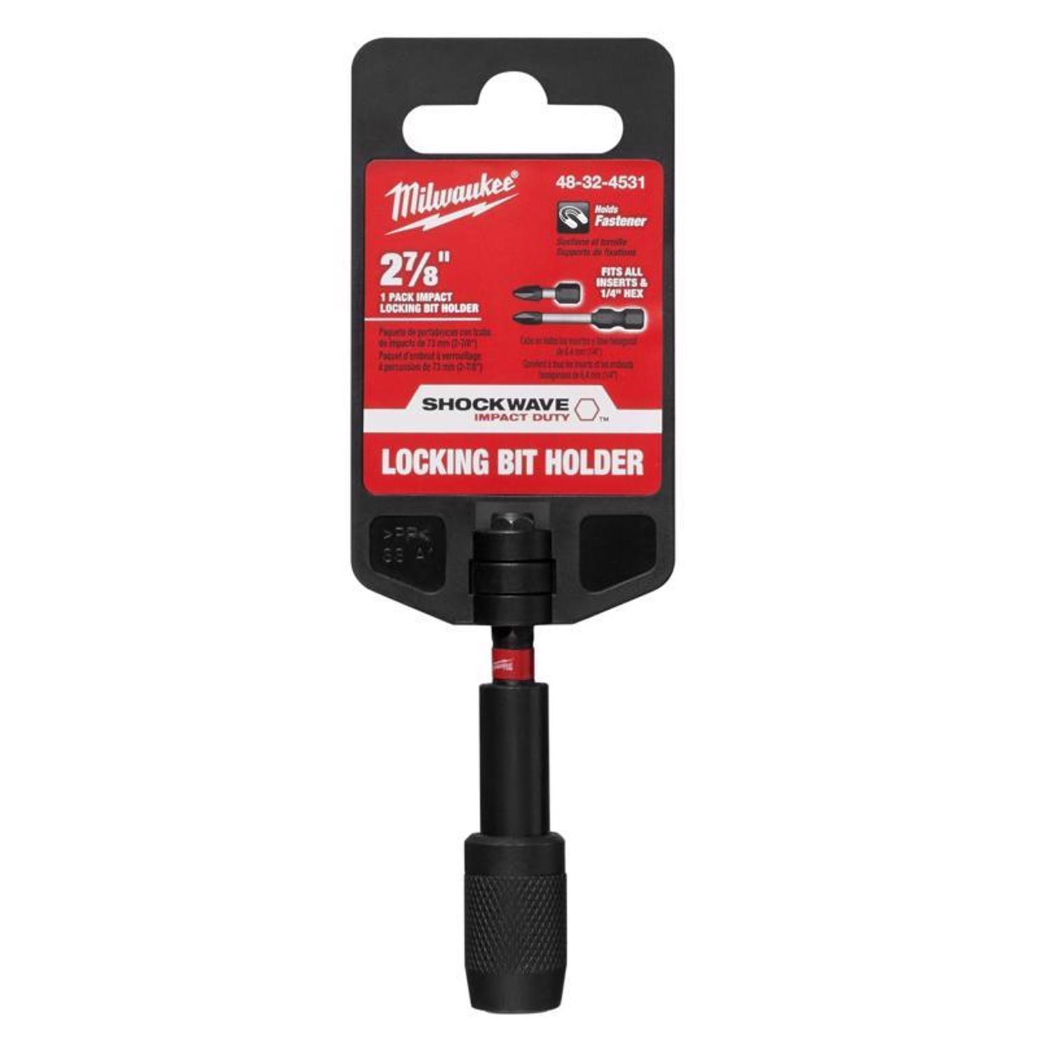 Milwaukee Shockwave 2.88 in. Alloy Steel Impact Magnetic Locking Bit Holder 1/4 in. Hex Shank 1 pc