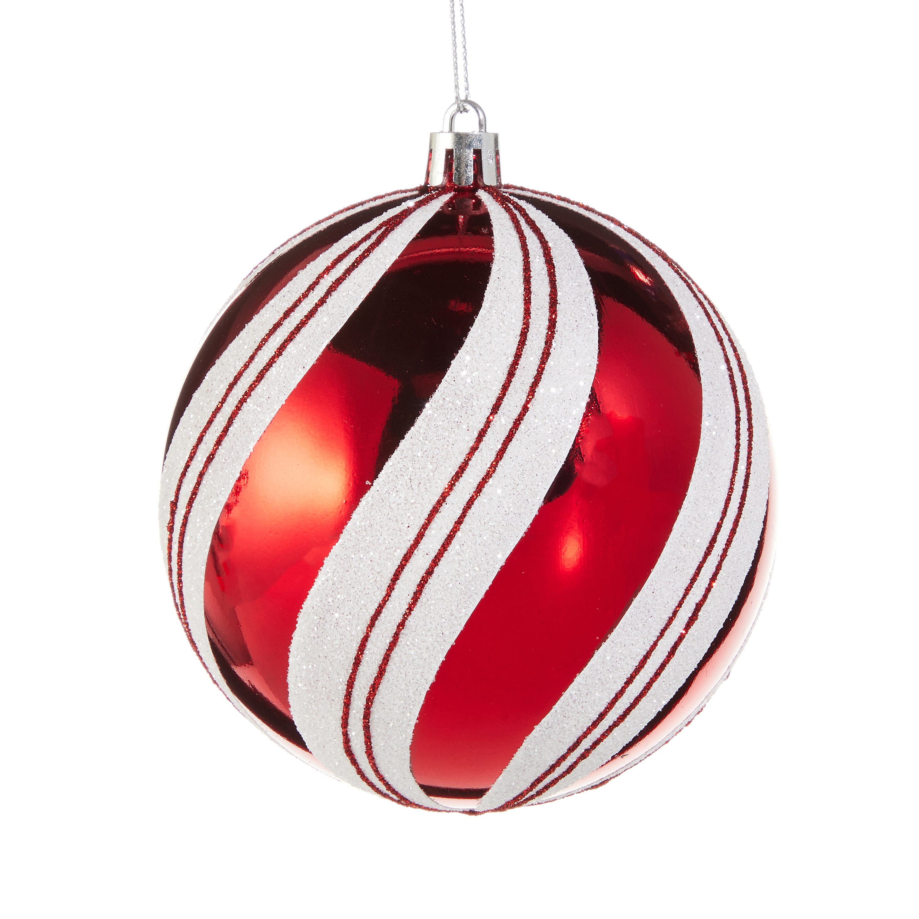 Raz Imports 4 in. Red Candy Cane Stripe Ball Ornament