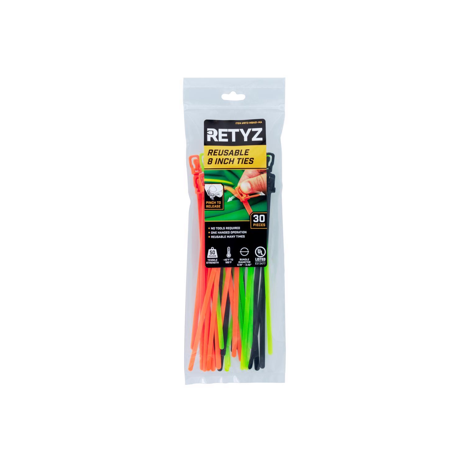 RETYZ EveryTie 8 in. L Assorted Cable Tie 30 pk