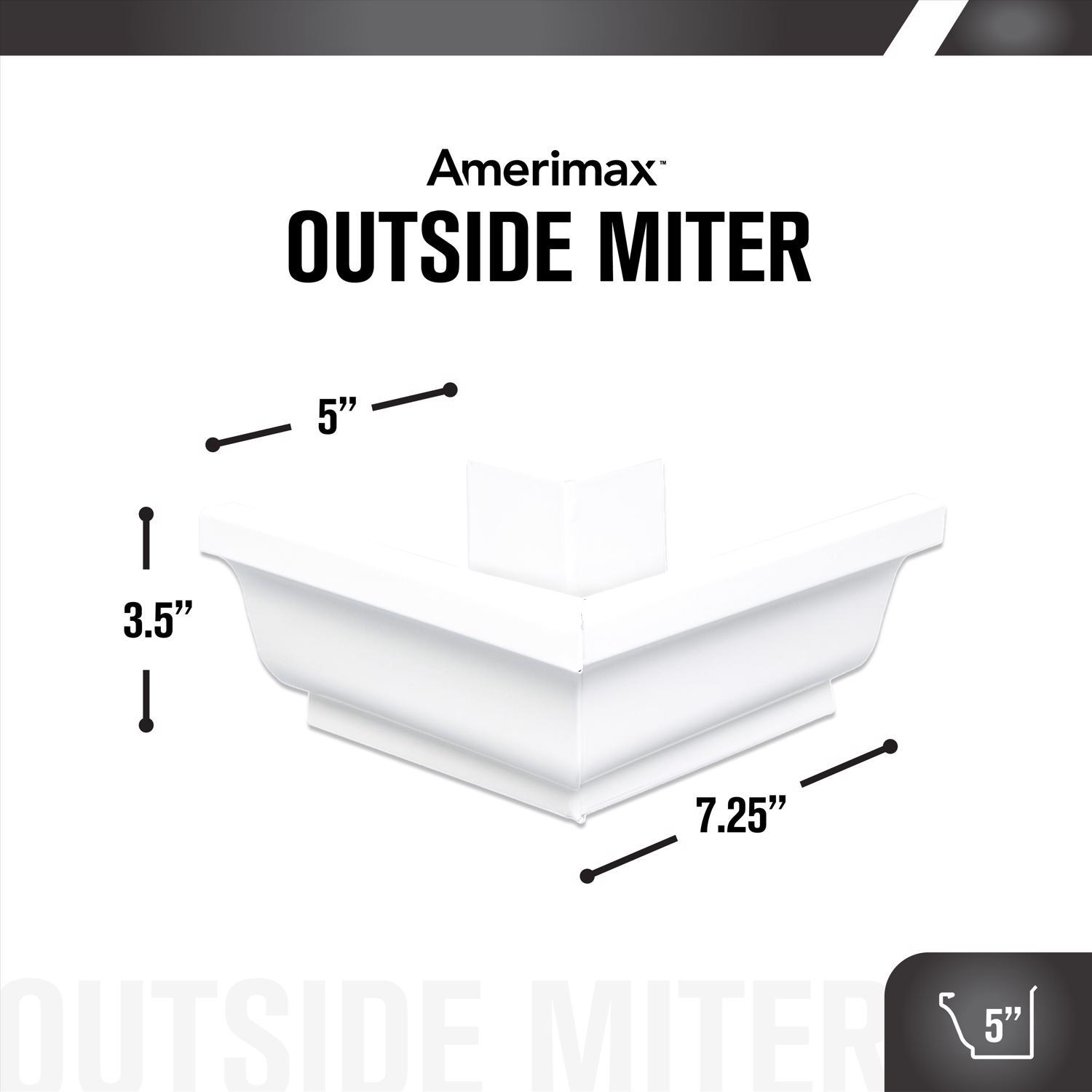 Amerimax 5 in. W X 7.25 in. L White Aluminum K Outside Miter