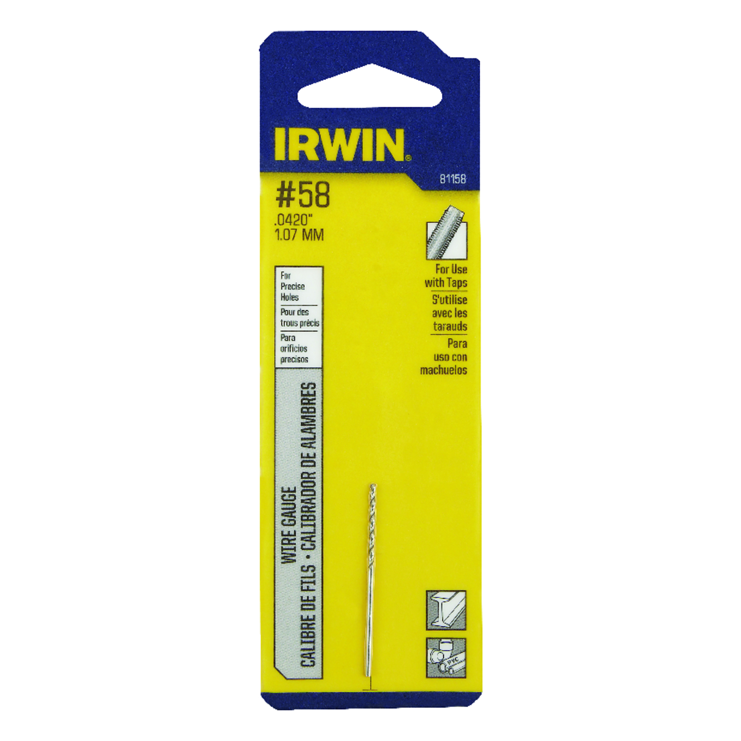 Irwin #58 X 1-5/8 in. L High Speed Steel Wire Gauge Bit 1 pc