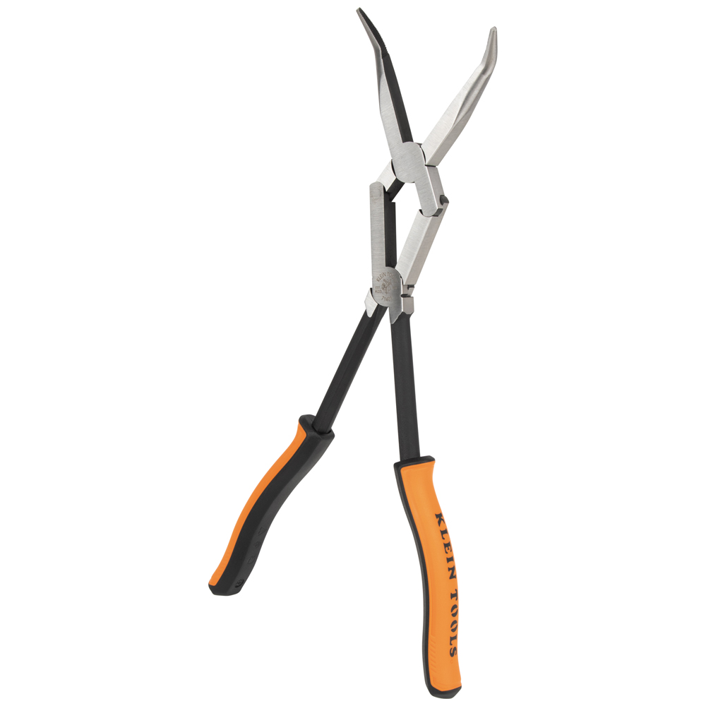 Klein Pliers, Long Reach Needle Nose Pliers, Bent Nose, 13-in.
