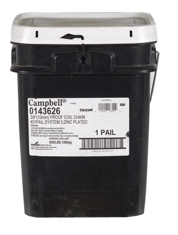Campbell Chain Oval Link Proof Coil Chain 45 ft. L x 3/8 in. Dia. Silver Carbon Steel