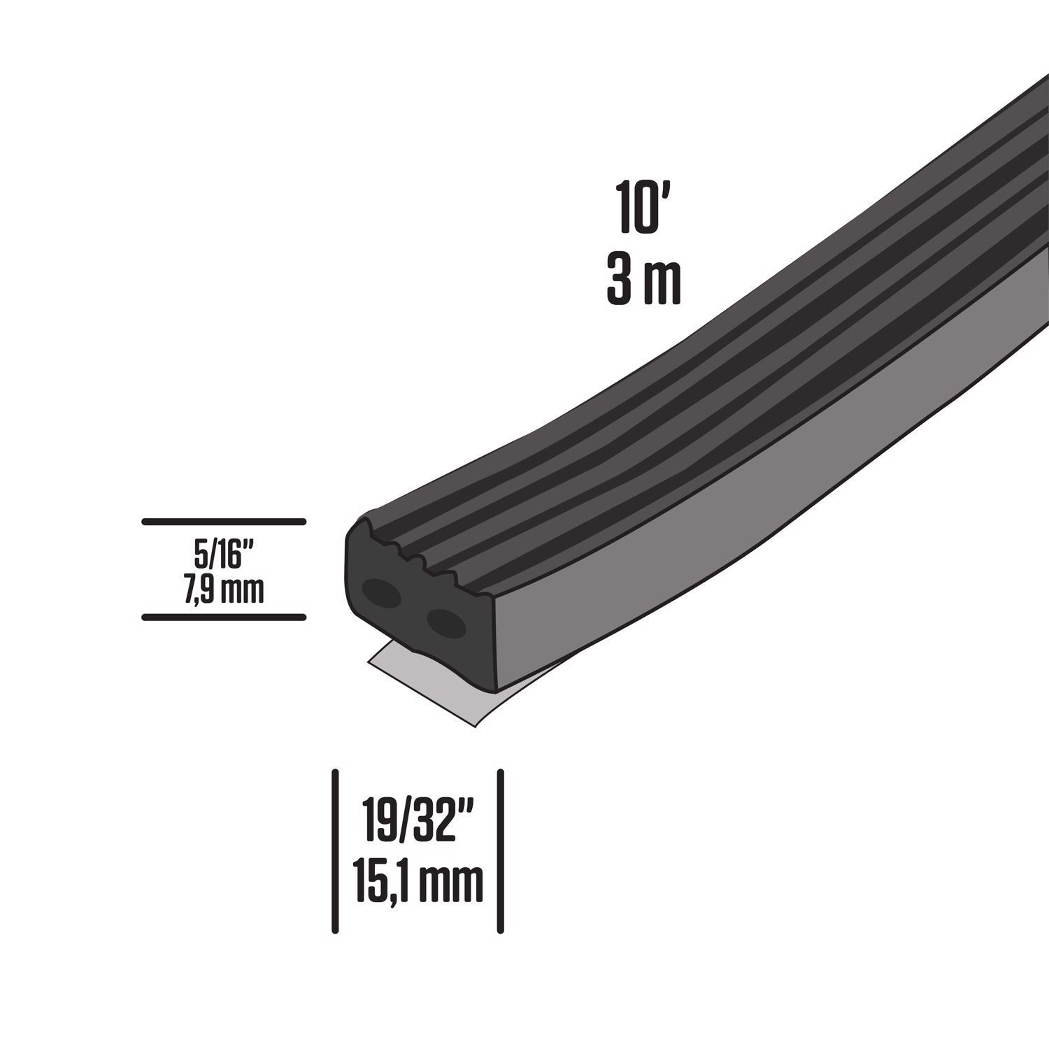 M-D Black EPDM Rubber Foam Weatherstrip For Auto and Marine 10 ft. L X 5/16 in.