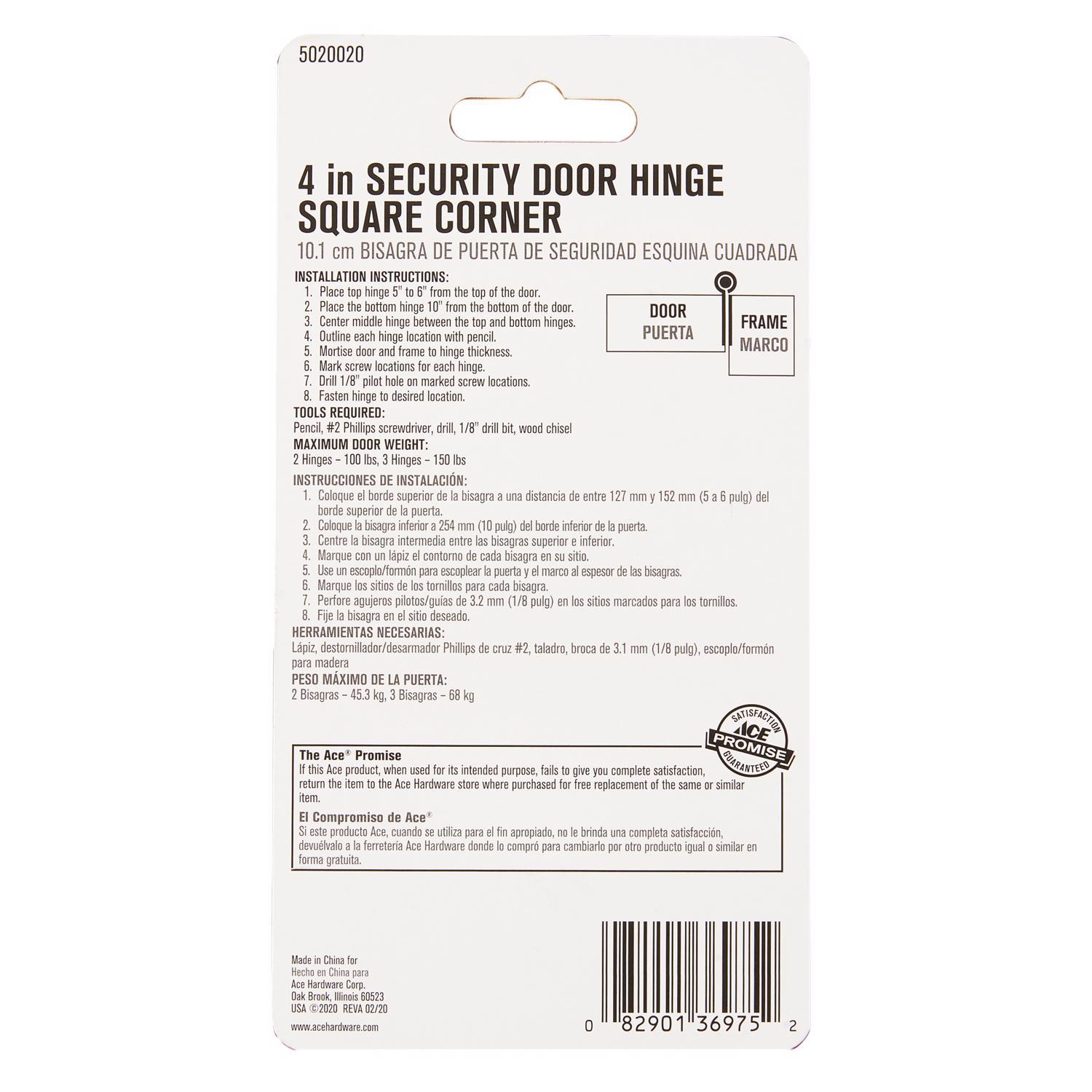Ace 4 in. L Satin Nickel Residential Door Hinge 1 pk