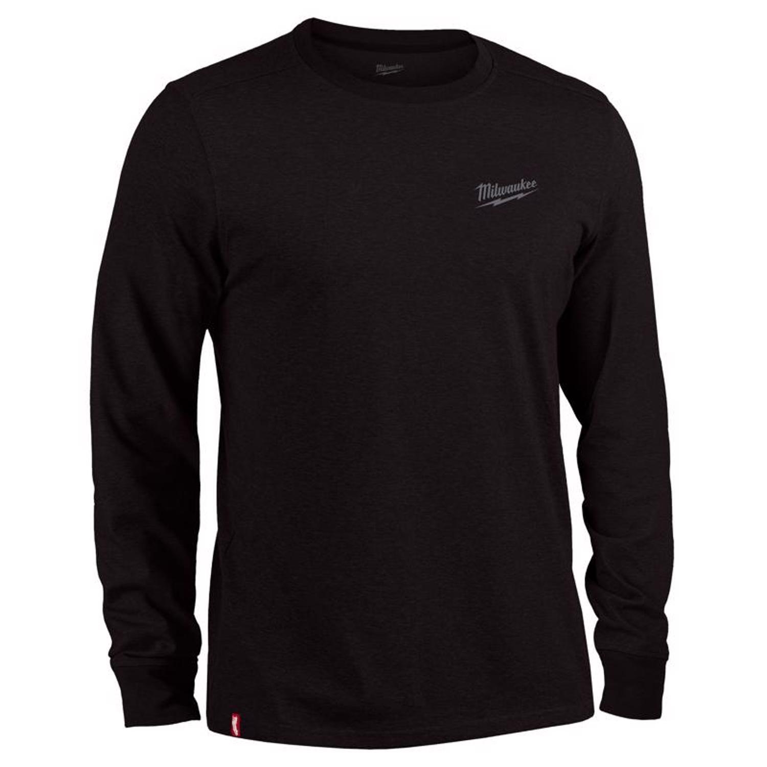 Milwaukee Freeflex XL Long Sleeve Men's Crew Neck Black Hybrid Work Tee Shirt