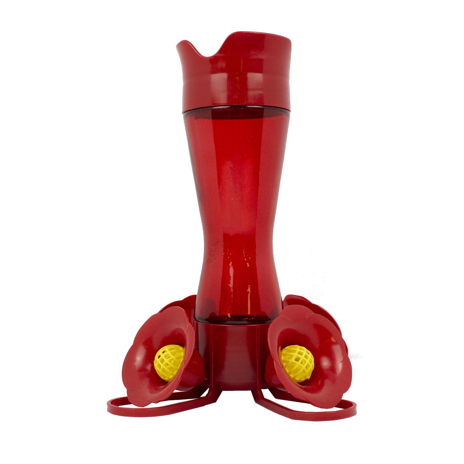 Perky-Pet Hummingbird 8 oz Plastic Pinch Waist Nectar Bird Feeder 4 ports