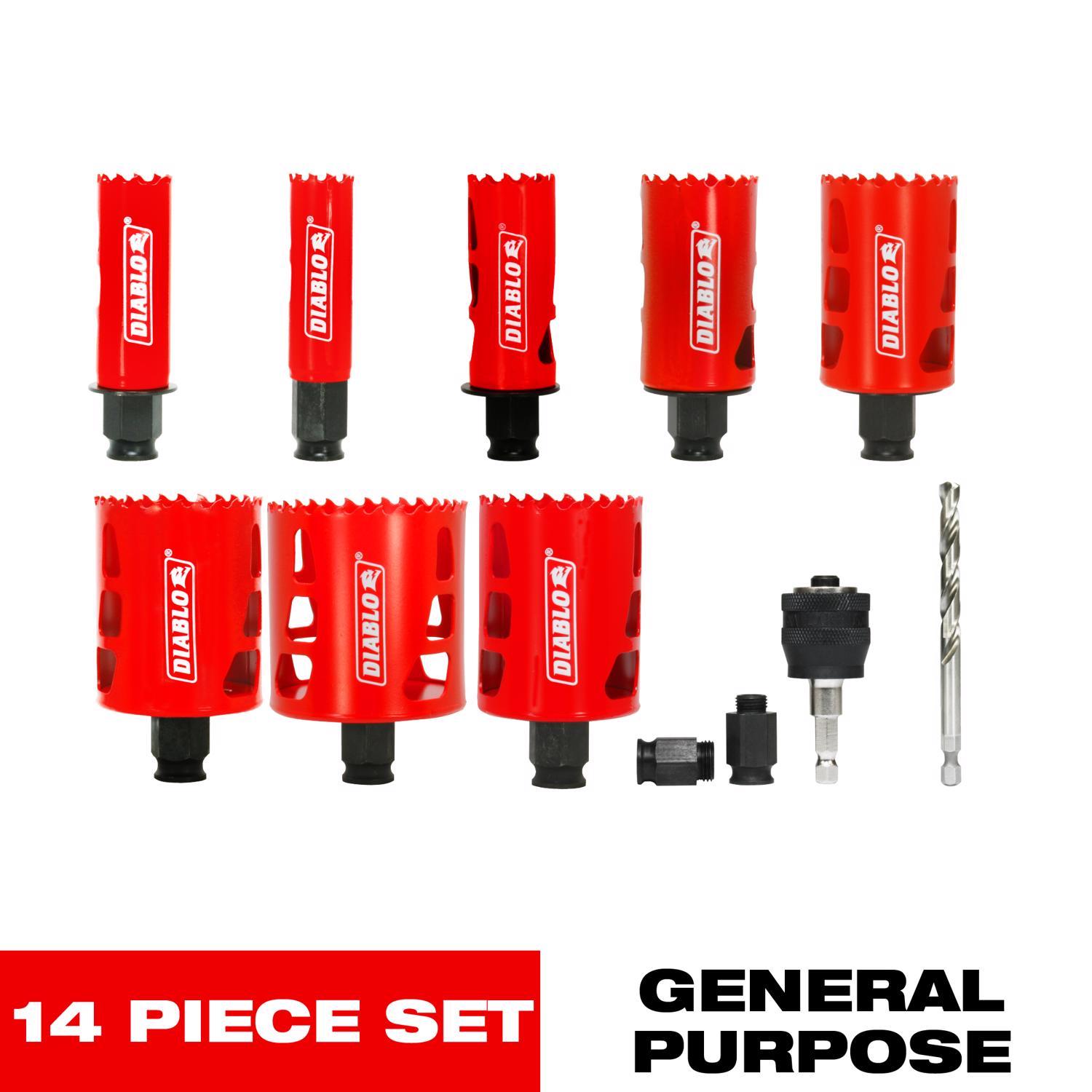 Diablo Snap-Lock Plus Bi-Metal Diablo Mandrel Hole Saw Kit 14 pc