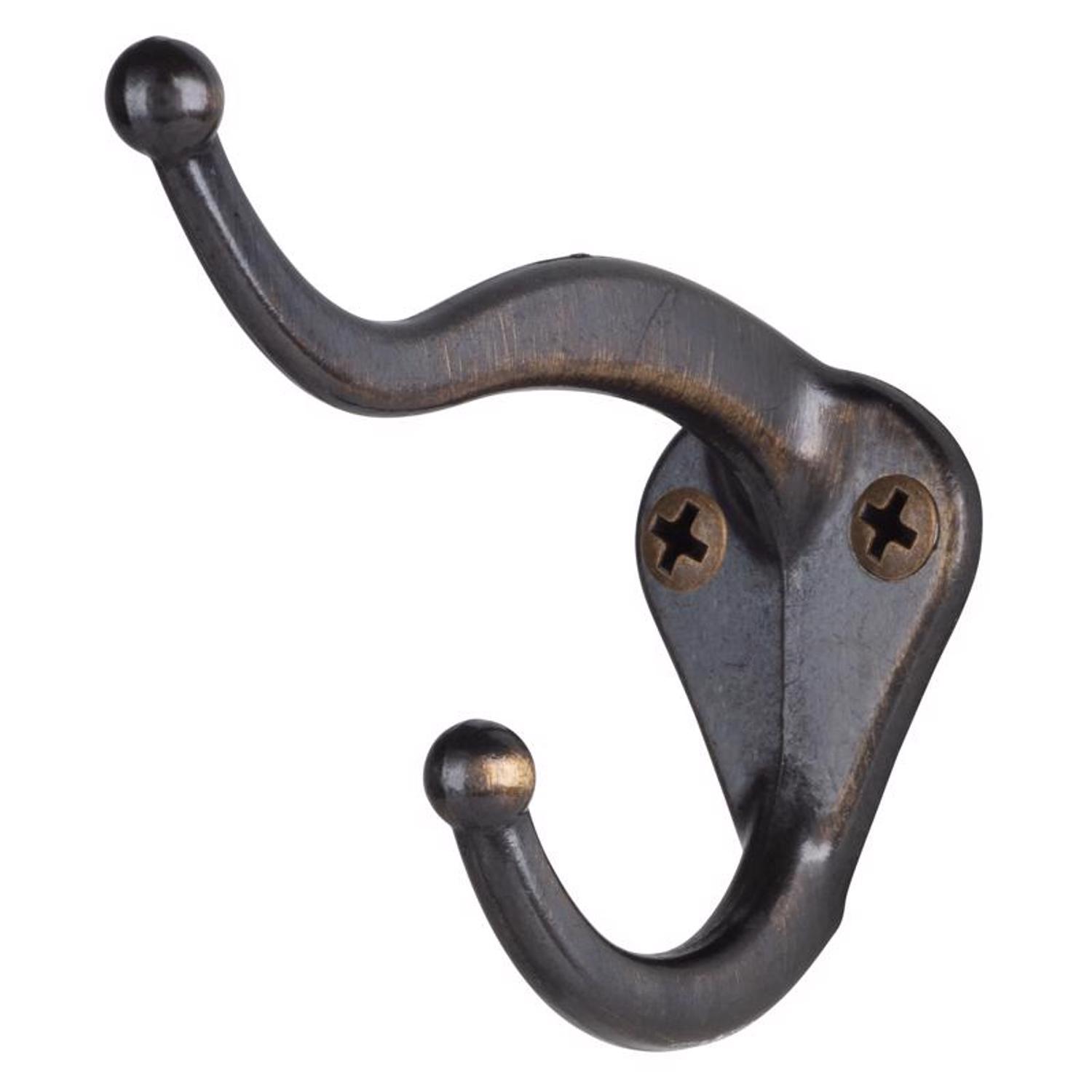 Ace 3 in. L Antique Brass Gold Brass Small Coat and Hat Hook 2 pk