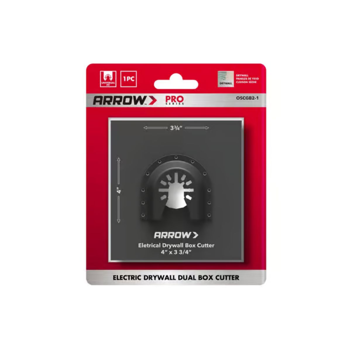 Arrow Pro 3-3/4 in. L x 4 in. W Bi-Metal Square Drywall Blade Multi-Material 1 Piece