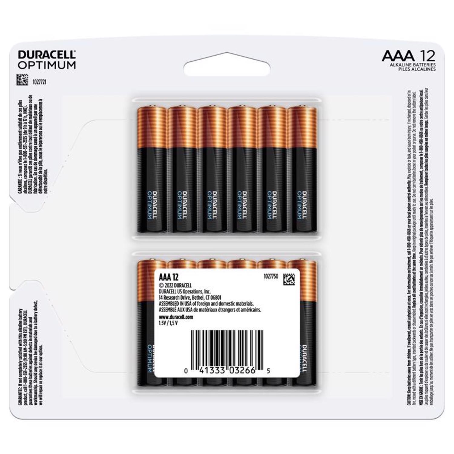 Duracell Optimum AAA Alkaline Batteries 12 pk Carded