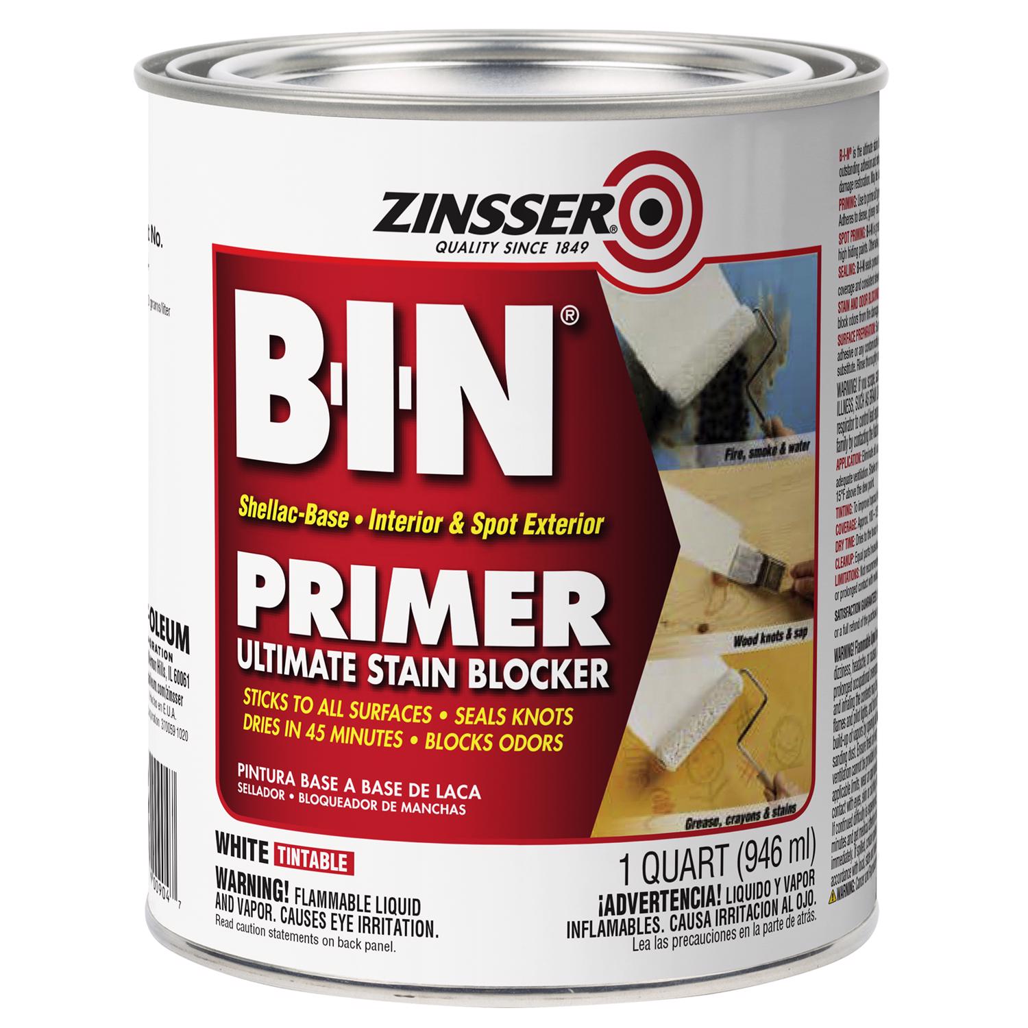 Zinsser B-I-N White Flat Shellac-Based Primer and Sealer 1 qt