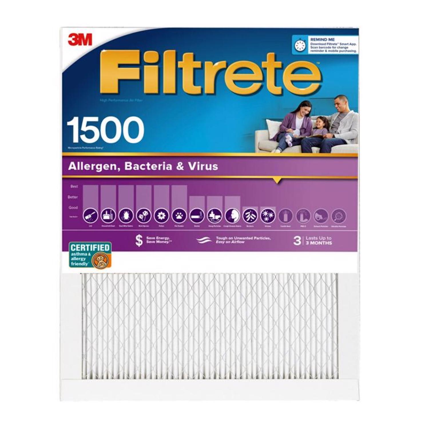 Filtrete 20 in. W X 25 in. H X 1 in. D 12 MERV Pleated Allergen Air Filter 1 pk