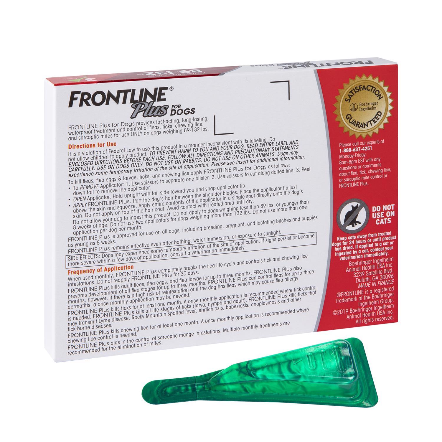 Frontline Plus Liquid Dog Flea and Tick Drops 9.8% Fipronil, 8.8% (S)-methoprene 0.14 oz