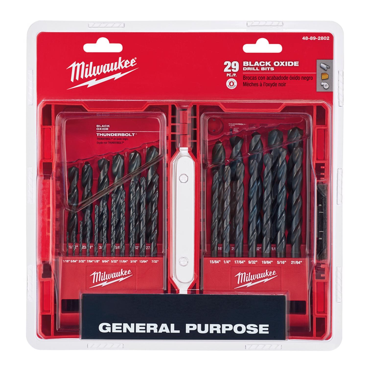 Milwaukee Thunderbolt Black Oxide Drill Bit Set 3-Flat Shank 29 pc