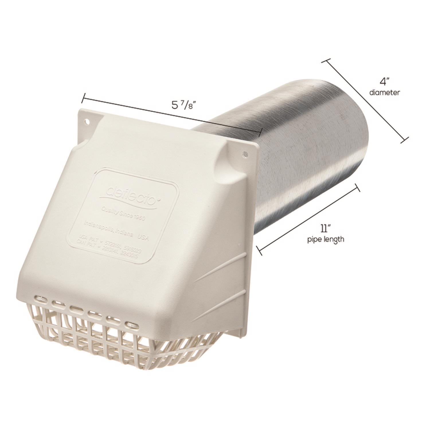 Ace 4 in. W X 6 in. L White Plastic Dryer Vent Hood