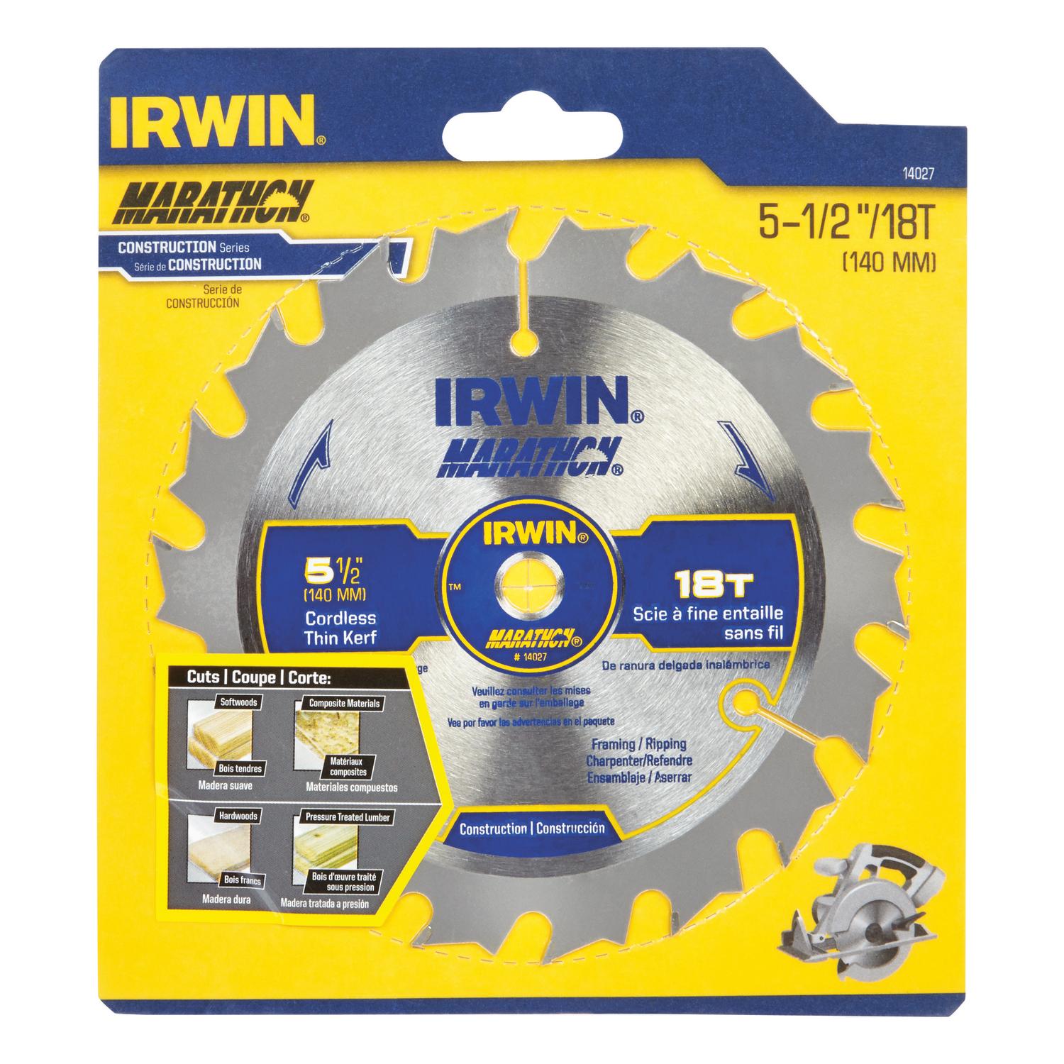 Irwin Marathon 5-1/2 in. D Carbide Circular Saw Blade 18 teeth 1 pk