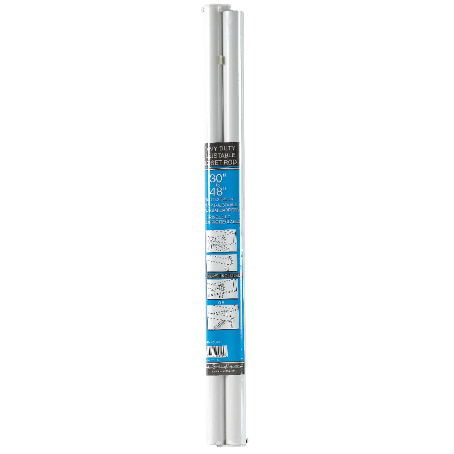 John Sterling Heavy Duty 48 in. L X 1-1/4 in. D Adjustable Powder Coated Steel Closet Rod