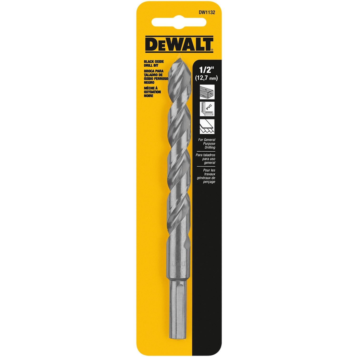 DEWALT Black & Gold 1/2 in. X 6 in. L High Speed Steel Split Point Drill Bit Reduced Round Shank 1 p