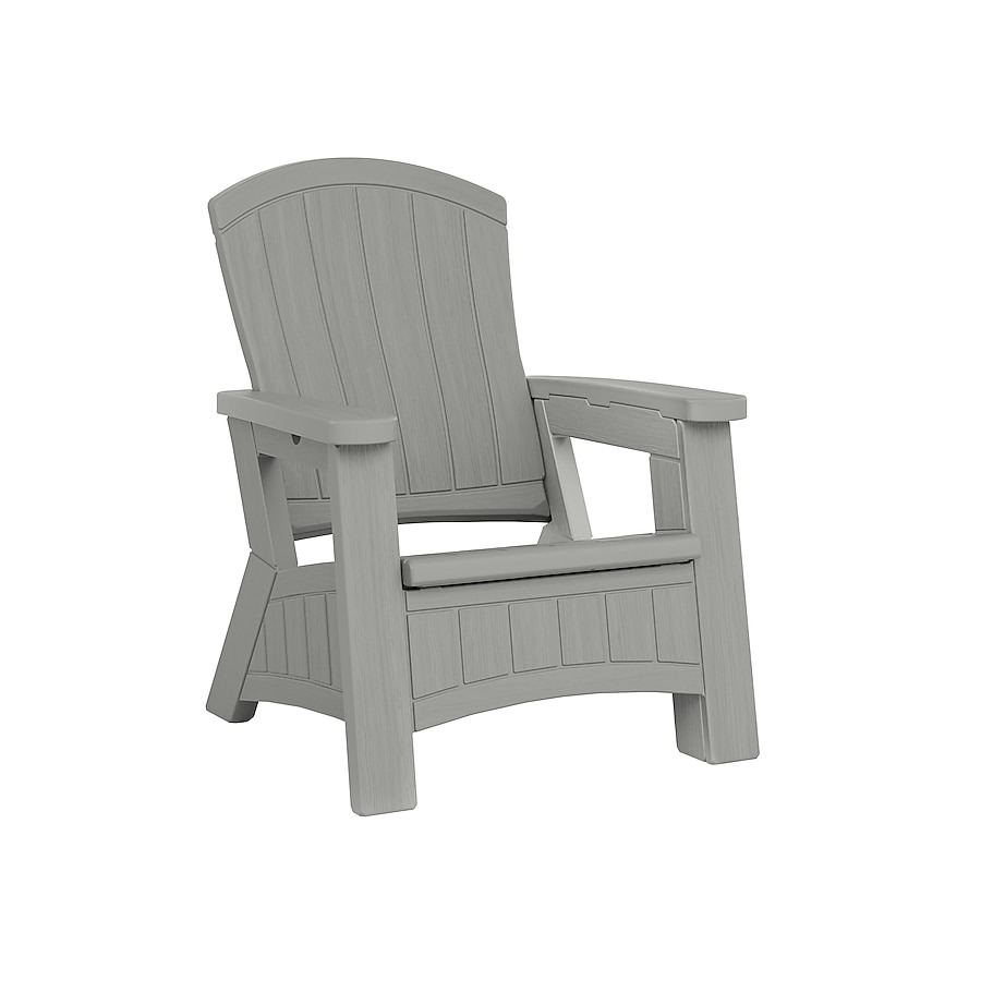 Suncast Adirondack Dove Gray Resin Frame Stationary Adirondack Chair with Solid Seat