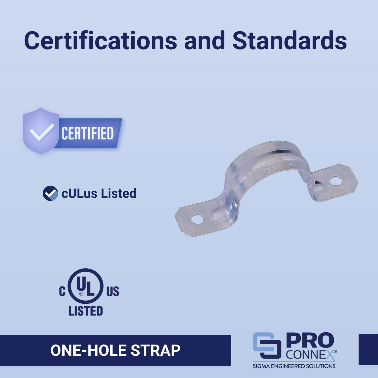 Sigma Engineered Solutions ProConnex 1-1/2 in. D Zinc-Plated Steel 2 Hole Strap 1 pk