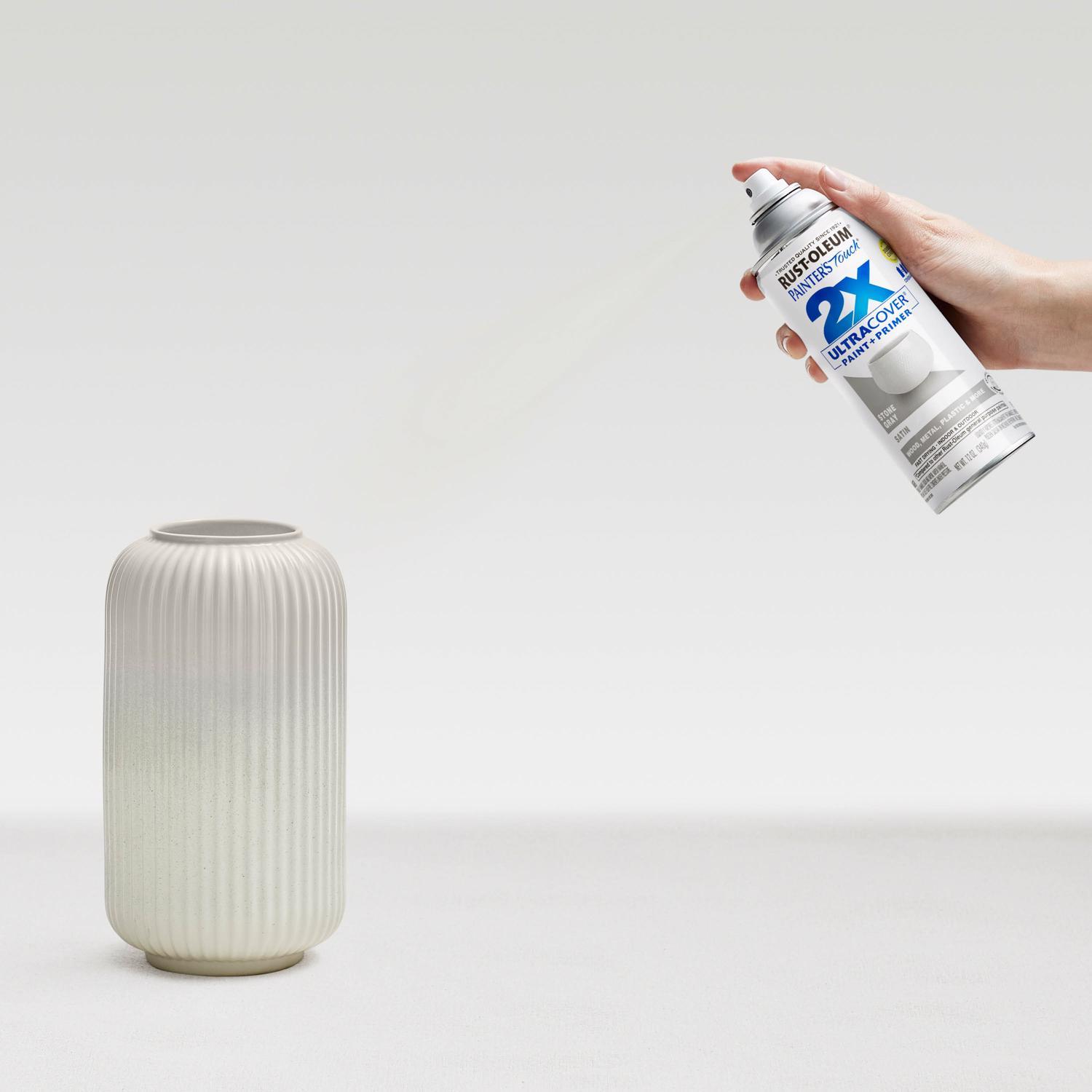 Rust-Oleum Painter's Touch 2X Ultra Cover Satin Stone Gray Paint+Primer Spray Paint 12 oz